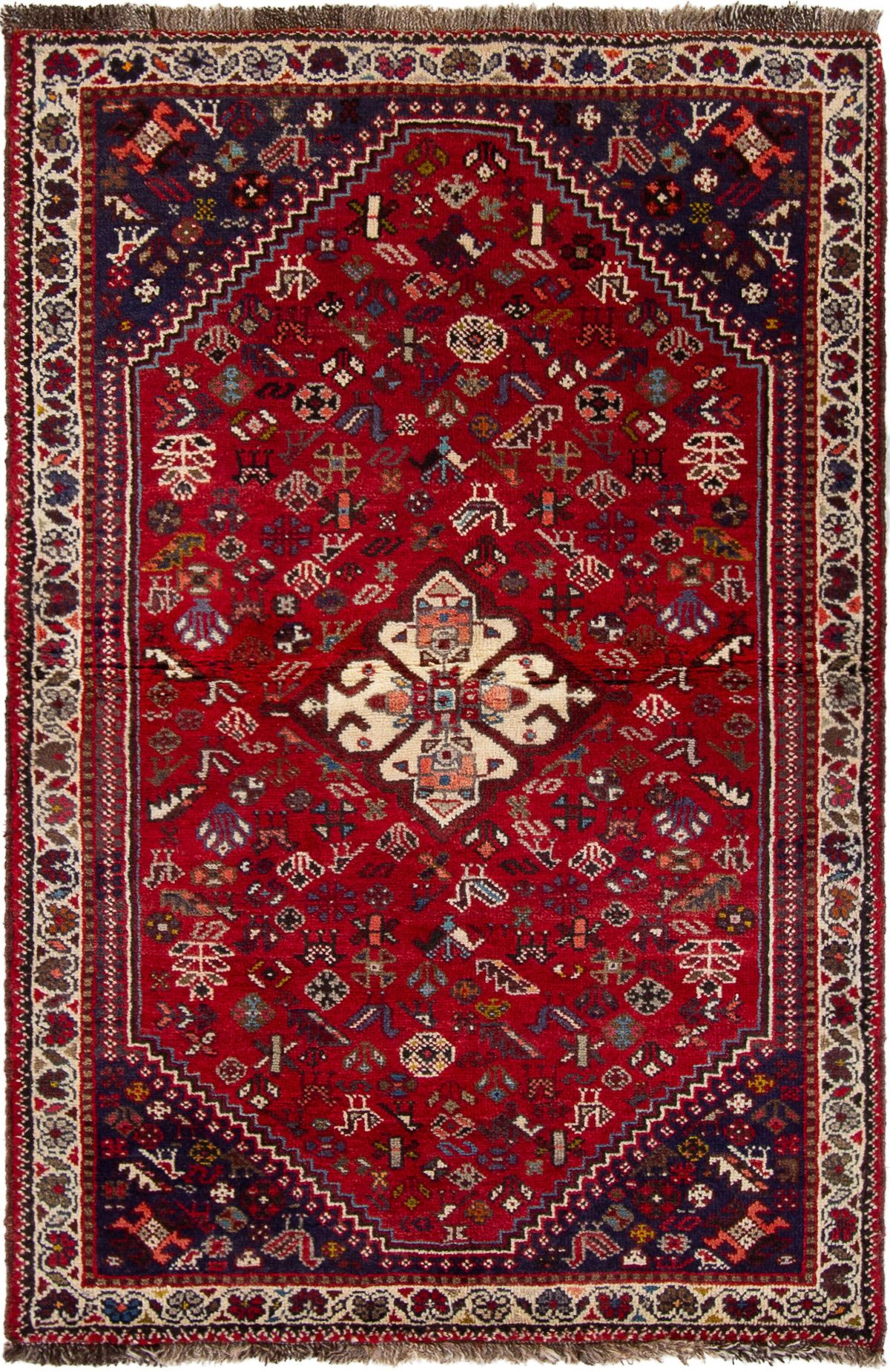Hand-knotted Shiraz Qashqai  Wool Rug 3'5" x 5'3" Size: 3'5" x 5'3"  
