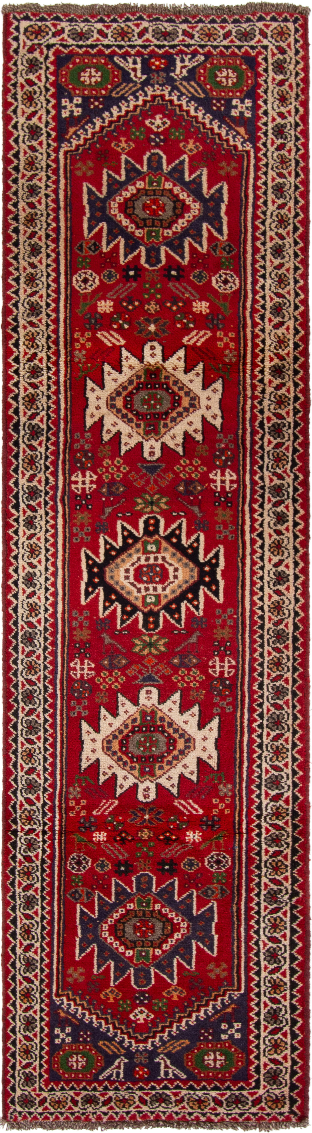 Hand-knotted Shiraz Qashqai  Wool Rug 2'4" x 9'1" Size: 2'4" x 9'1"  