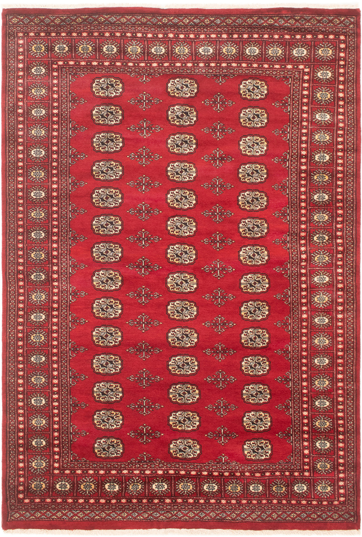 Hand-knotted Finest Peshawar Bokhara Red Wool Rug 5'6" x 8'2" Size: 5'6" x 8'2"  