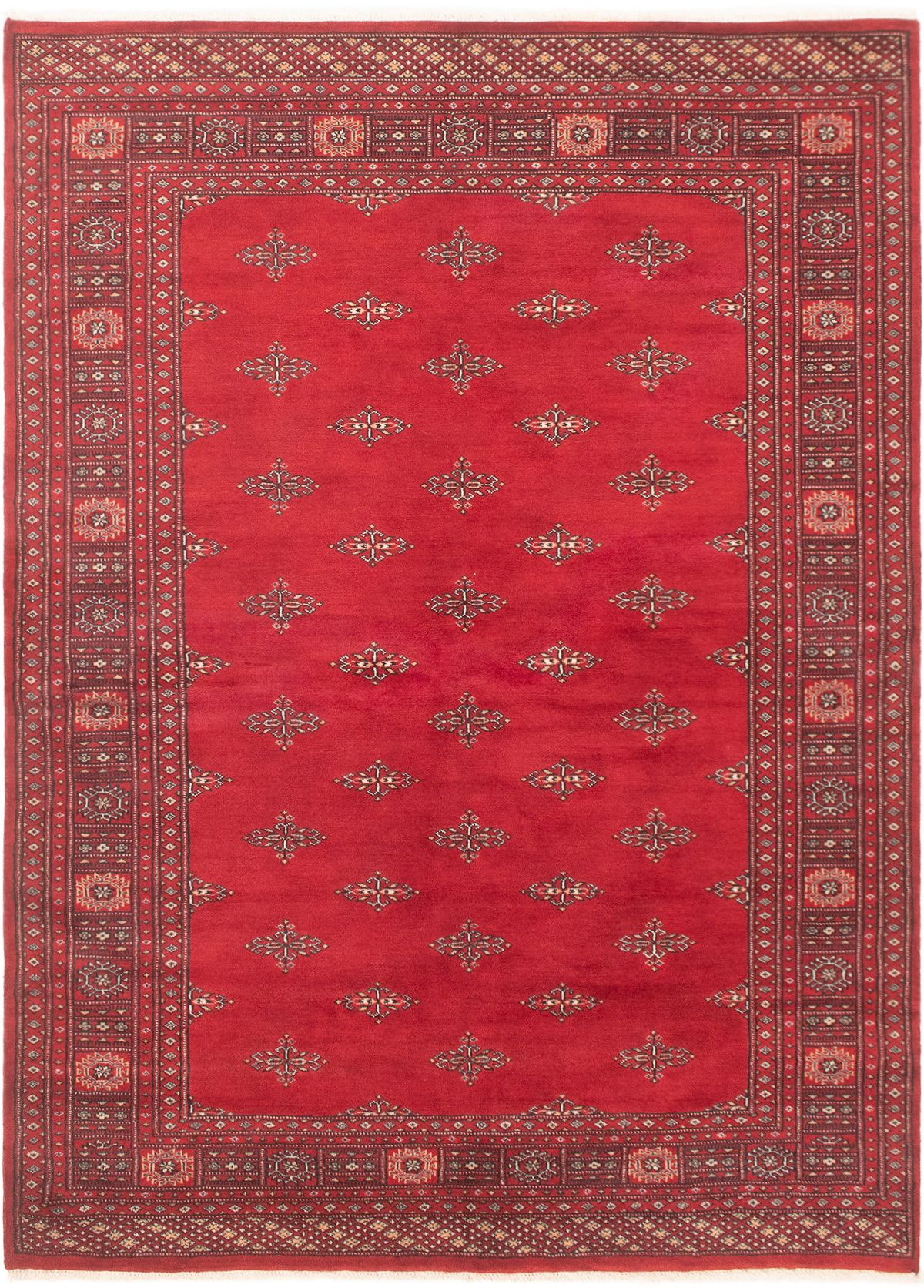 Hand-knotted Finest Peshawar Bokhara Red Wool Rug 5'8" x 7'9"  Size: 5'8" x 7'9"  