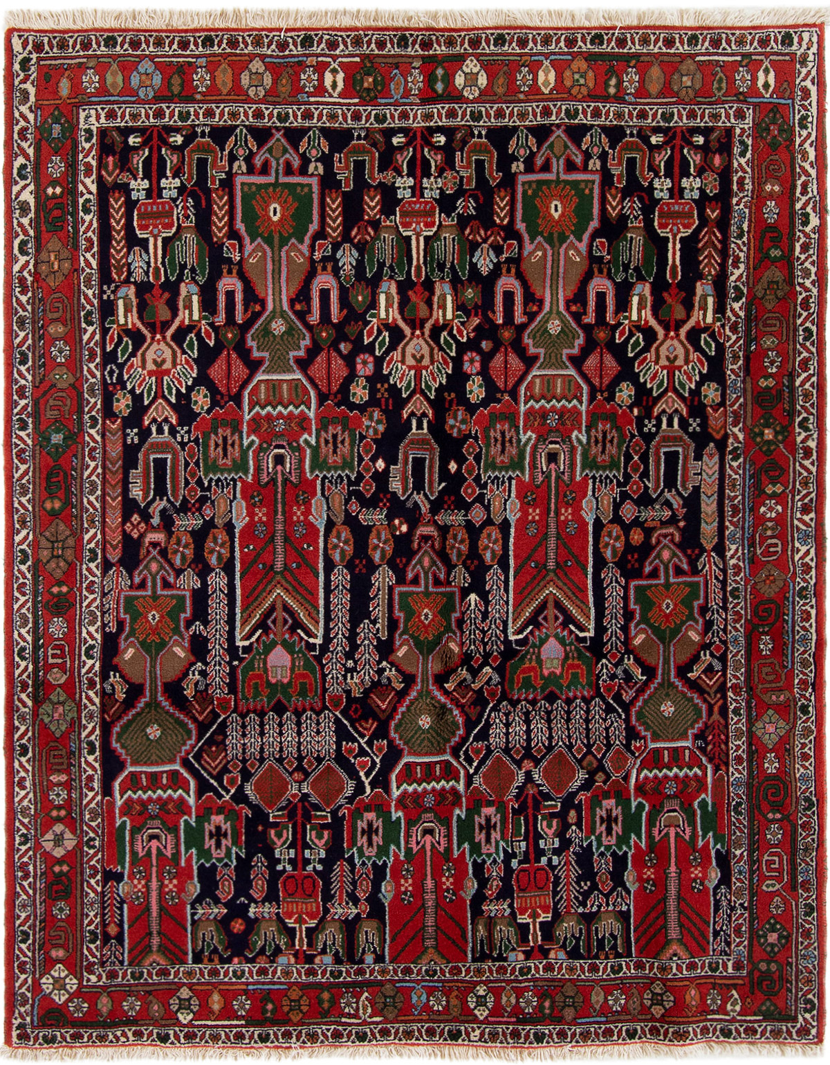 Hand-knotted Afshar  Wool Rug 4'6" x 5'7" Size: 4'6" x 5'7"  
