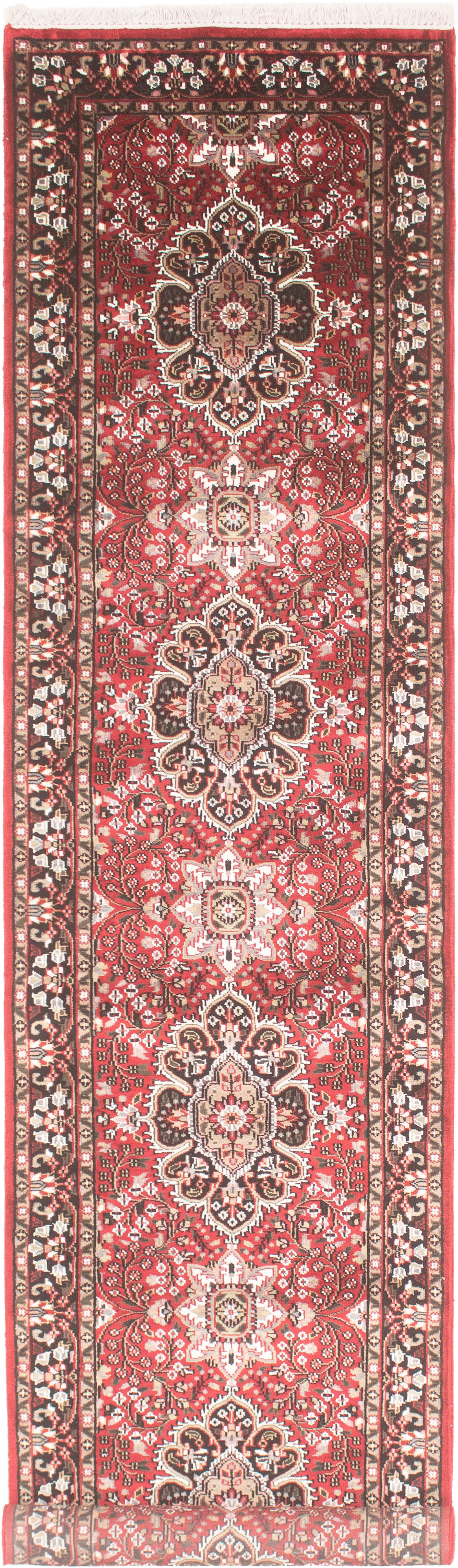 Hand-knotted Kashmir Red Silk Rug 2'6" x 15'4" Size: 2'6" x 15'4"  