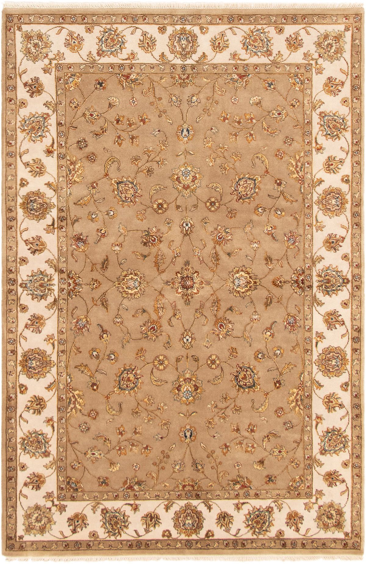 Hand-knotted Harrir Select Brown Wool/Silk Rug 5'10" x 9'0" Size: 5'10" x 9'0"  