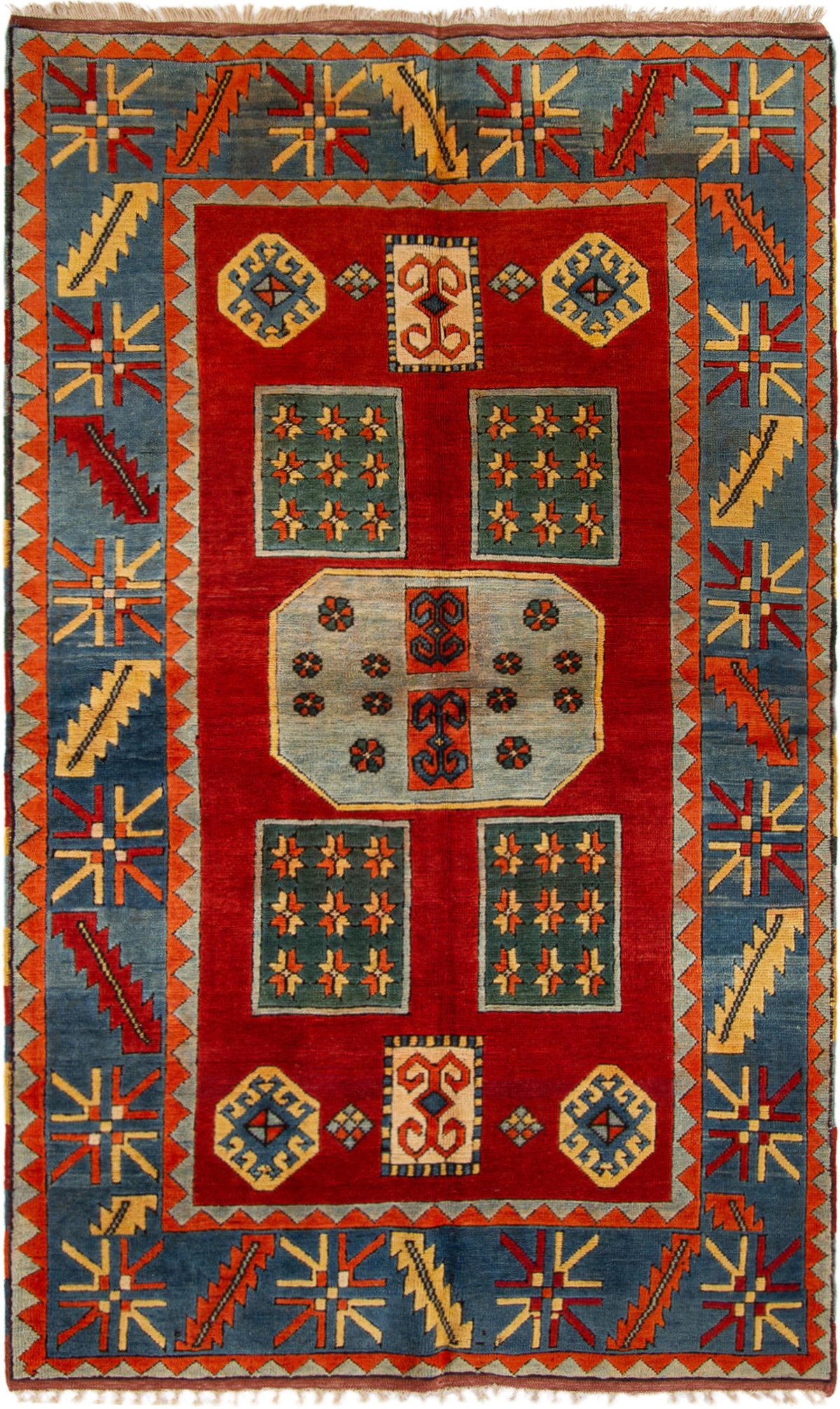 Hand-knotted Melis Geometric Wool Rug 5'4" x 8'10" Size: 5'4" x 8'10"  