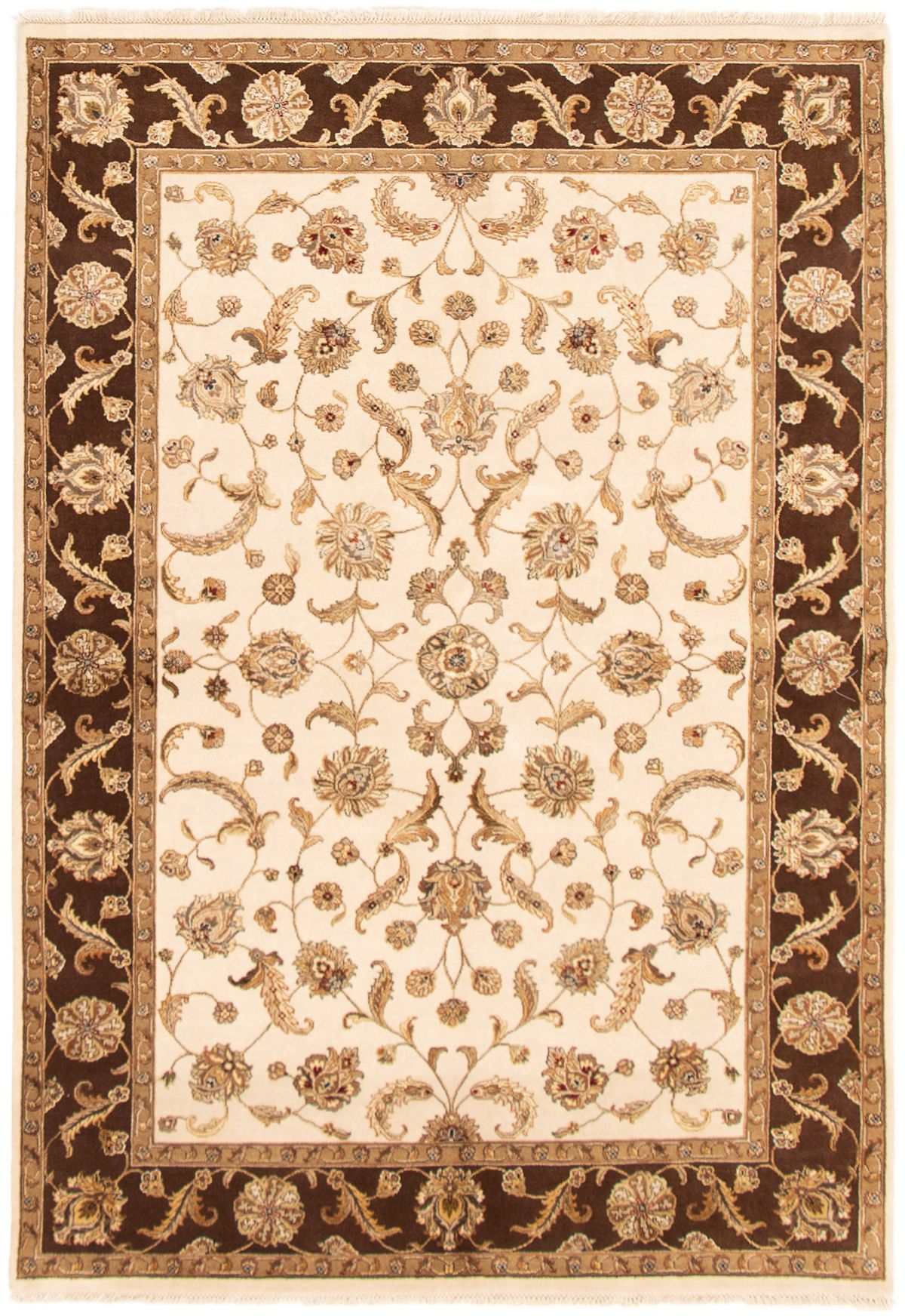 Hand-knotted Harrir Select Ivory Wool/Silk Rug 6'0" x 9'0" Size: 6'0" x 9'0"  