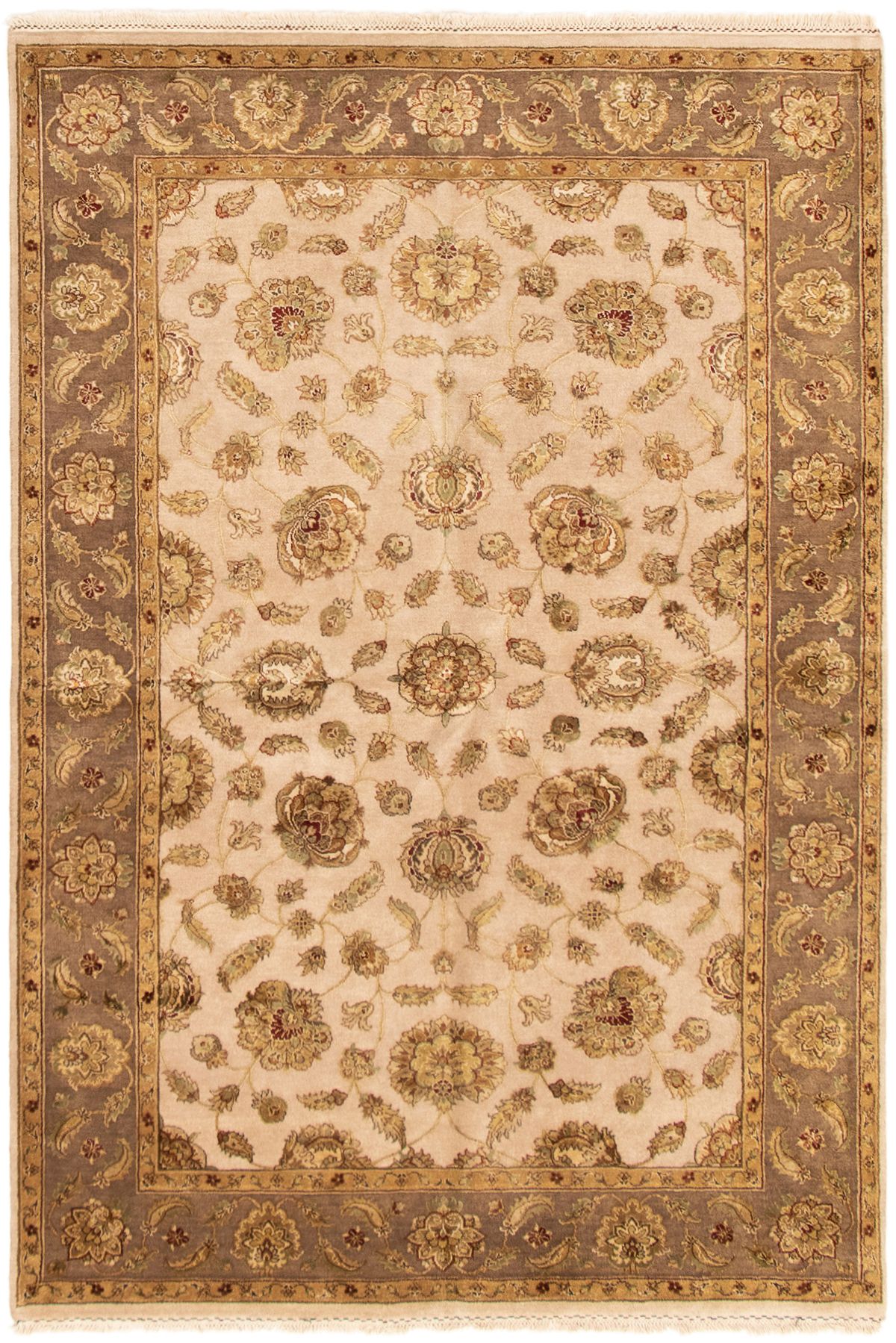 Hand-knotted Harrir Select Ivory Wool/Silk Rug 6'0" x 9'0"  Size: 6'0" x 9'0"  