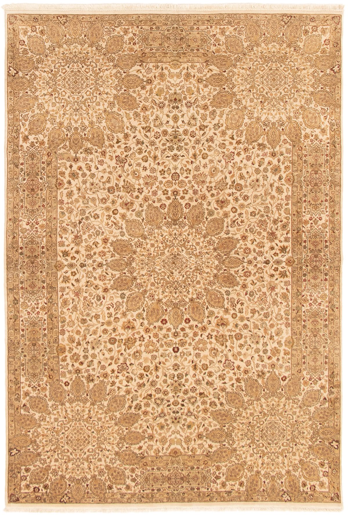 Hand-knotted Mirzapur Ivory Wool Rug 6'1" x 9'0" Size: 6'1" x 9'0"  