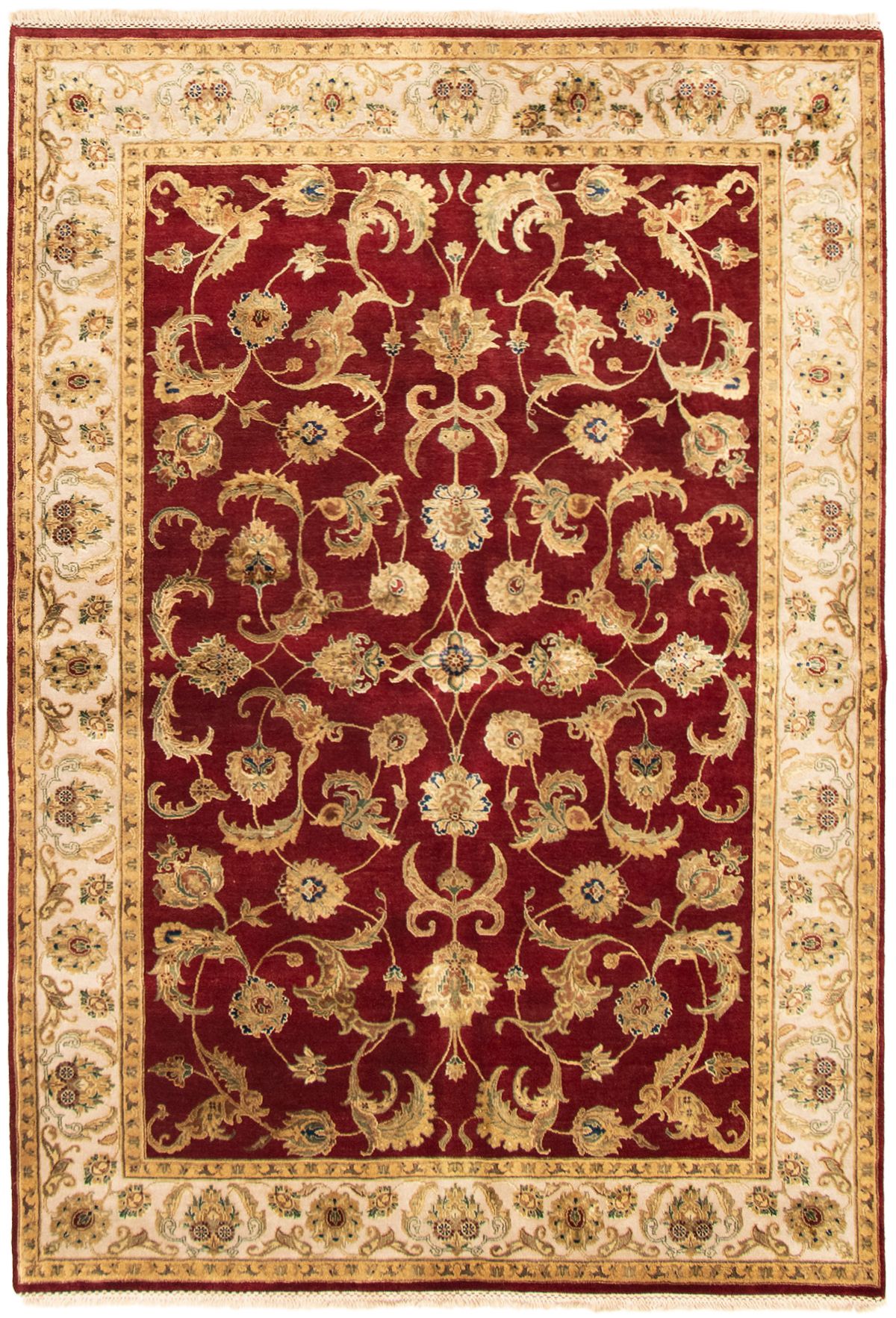 Hand-knotted Harrir Select Dark Red Wool/Silk Rug 6'1" x 9'0" Size: 6'1" x 9'0"  