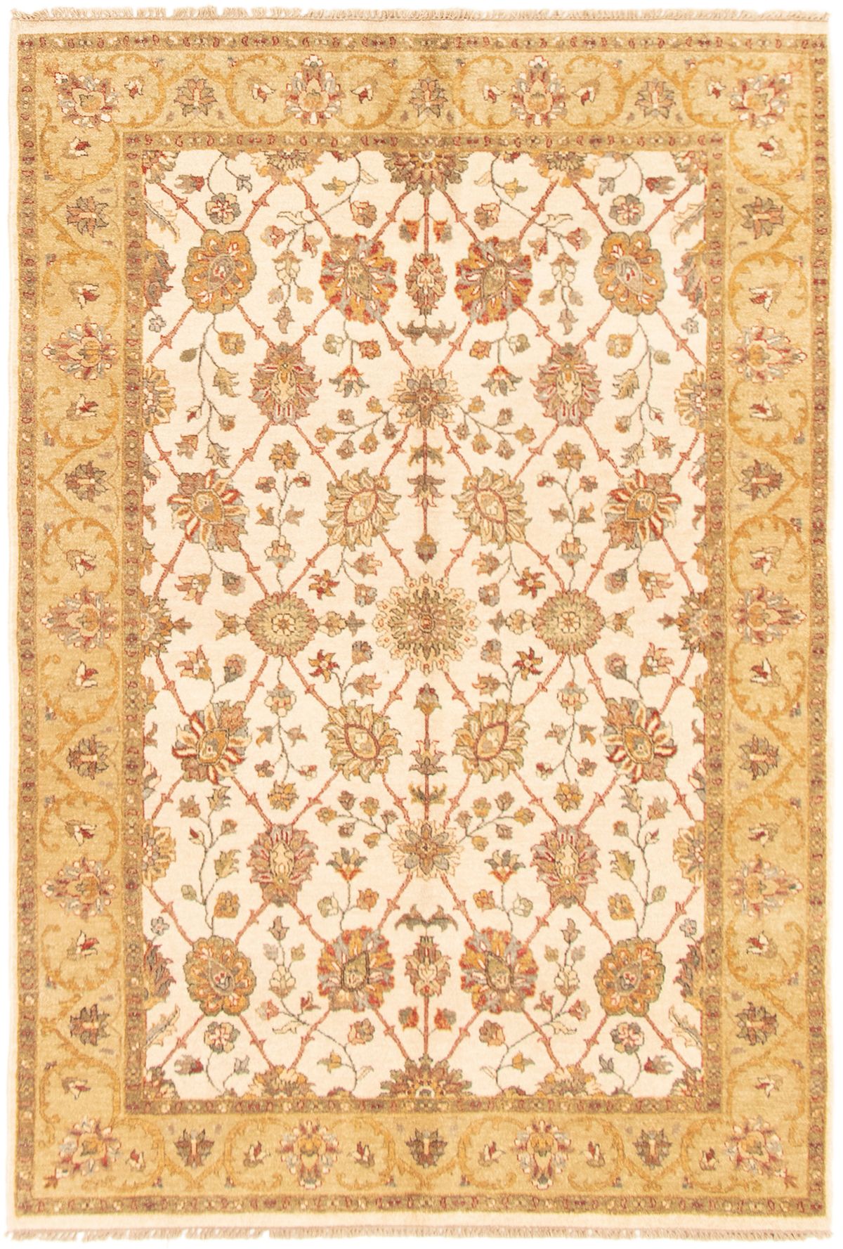 Hand-knotted Chobi Twisted Cream Wool Rug 5'5" x 8'1" Size: 5'5" x 8'1"  