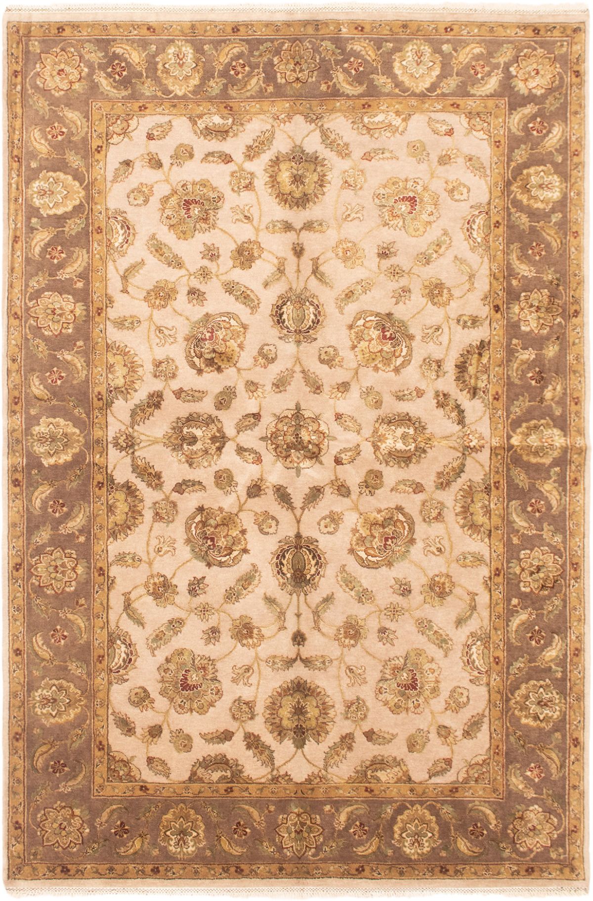 Hand-knotted Harrir Select Tan Wool/Silk Rug 5'11" x 8'11" Size: 5'11" x 8'11"  