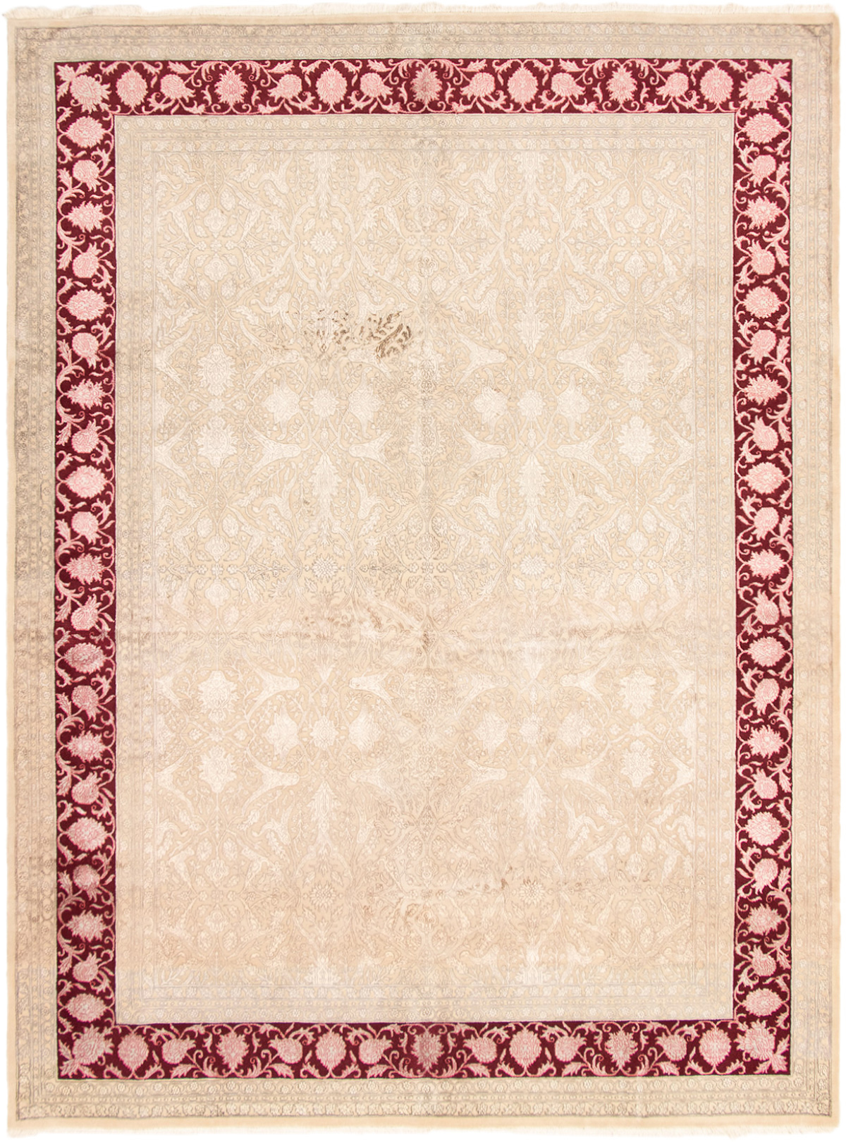 Hand-knotted Harrir Select Beige Wool/Silk Rug 9'0" x 12'0" Size: 9'0" x 12'0"  
