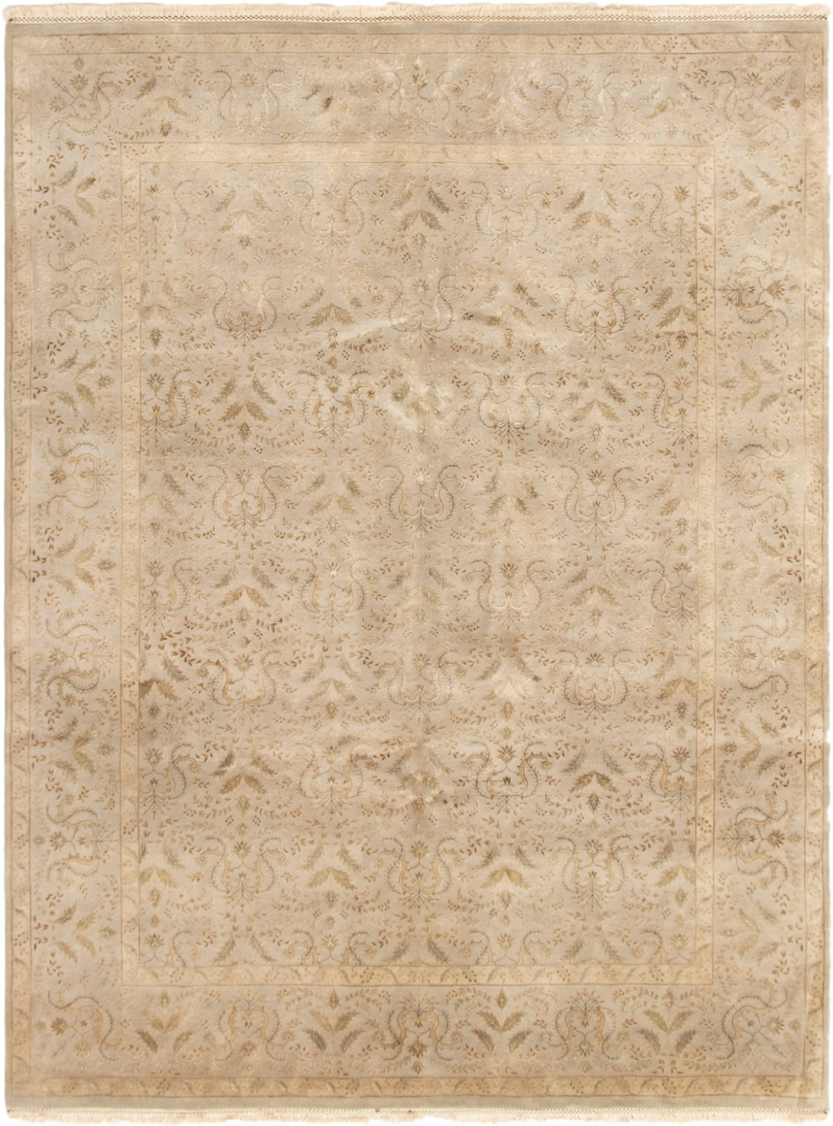 Hand-knotted Harrir Select Light Grey Wool/Silk Rug 8'0" x 10'0" Size: 8'0" x 10'0"  