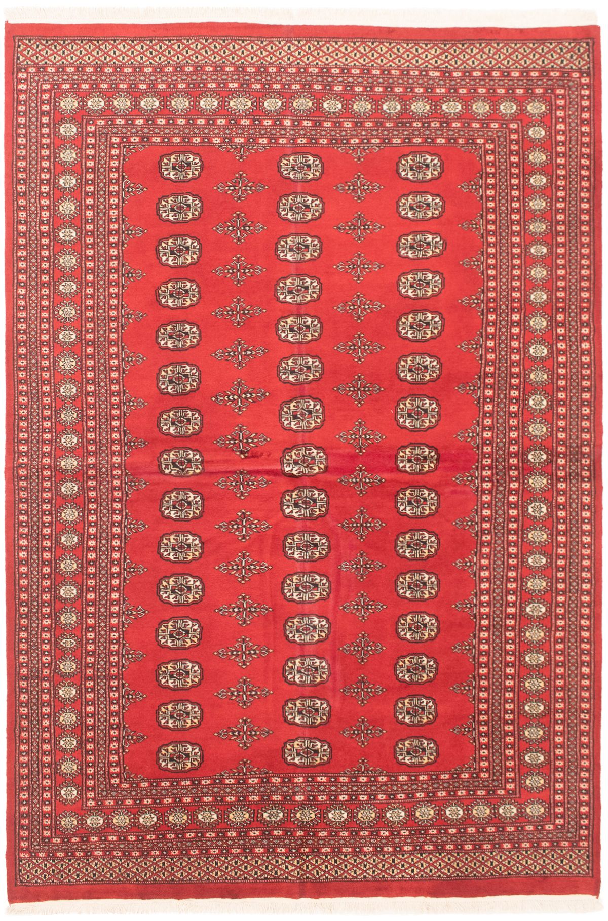 Hand-knotted Finest Peshawar Bokhara Red Wool Rug 6'0" x 8'10"  Size: 6'0" x 8'10"  