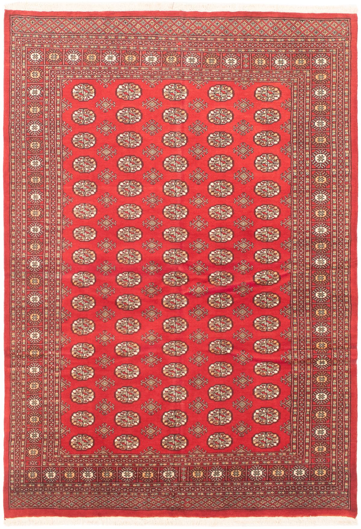Hand-knotted Finest Peshawar Bokhara Red Wool Rug 6'0" x 9'0"  Size: 6'0" x 9'0"  