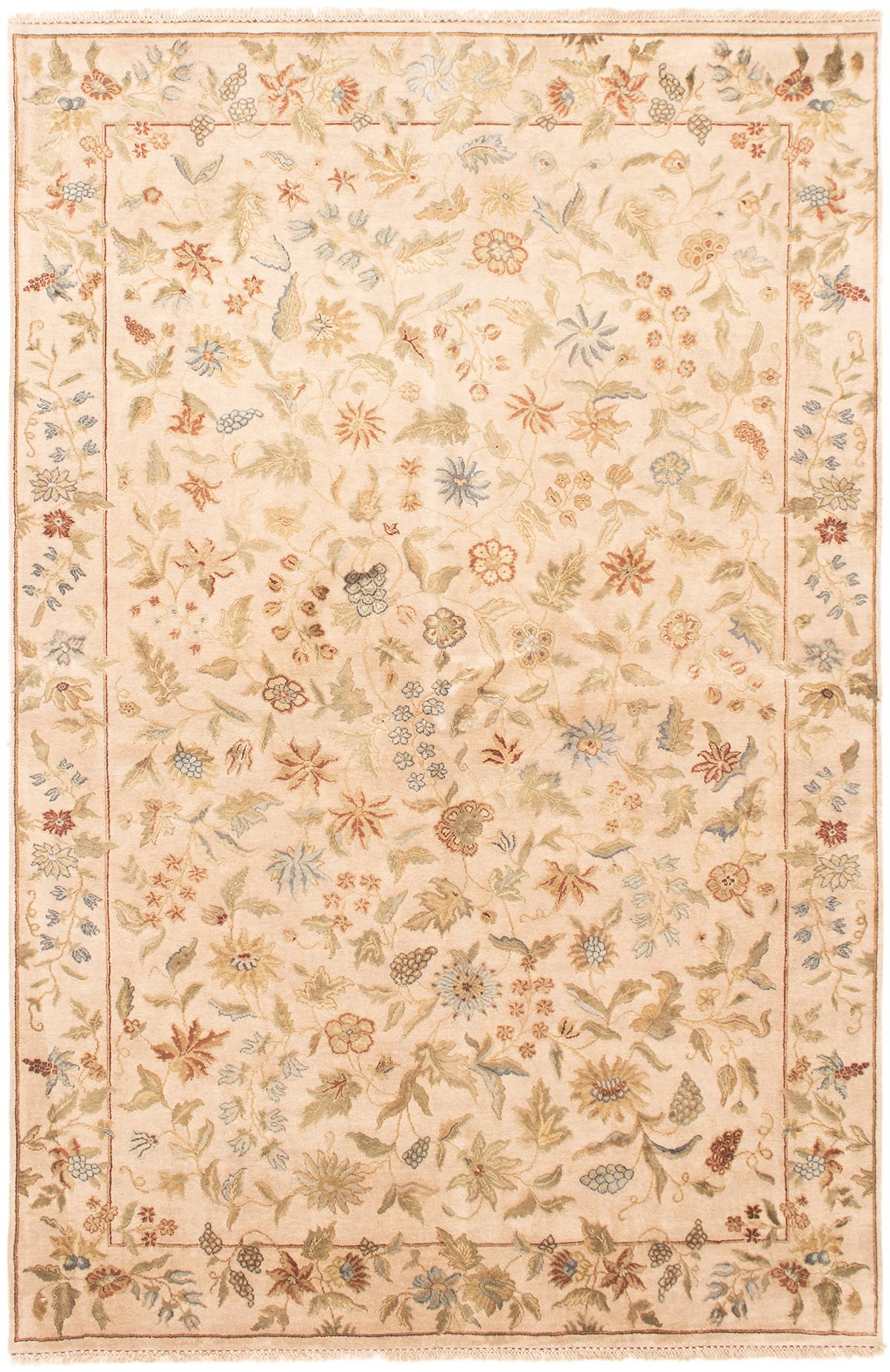 Hand-knotted Harrir Select Beige Wool/Silk Rug 6'0" x 9'1" Size: 6'0" x 9'1"  