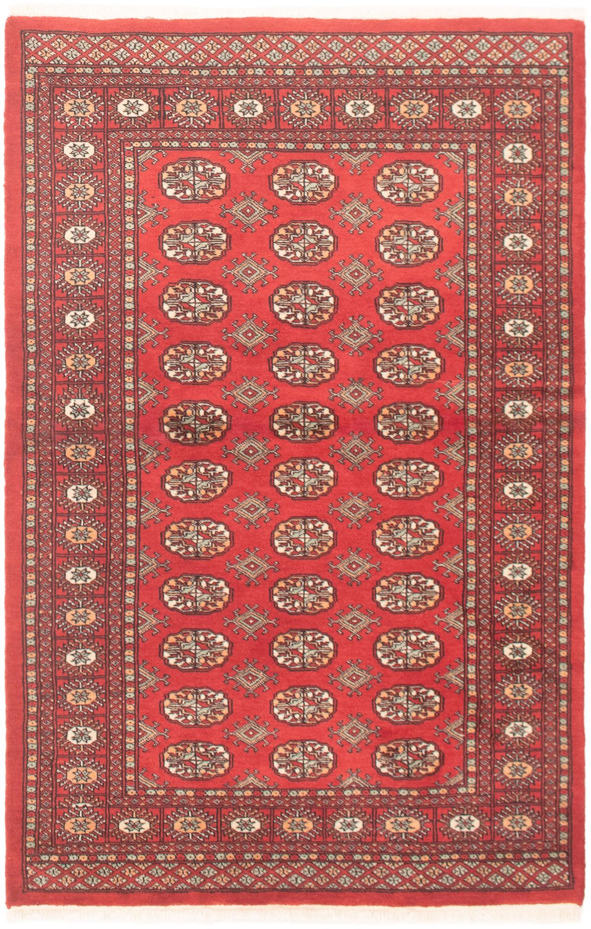 Hand-knotted Finest Peshawar Bokhara Red Wool Rug 6'1" x 4'0" Size: 4'0" x 6'1"  