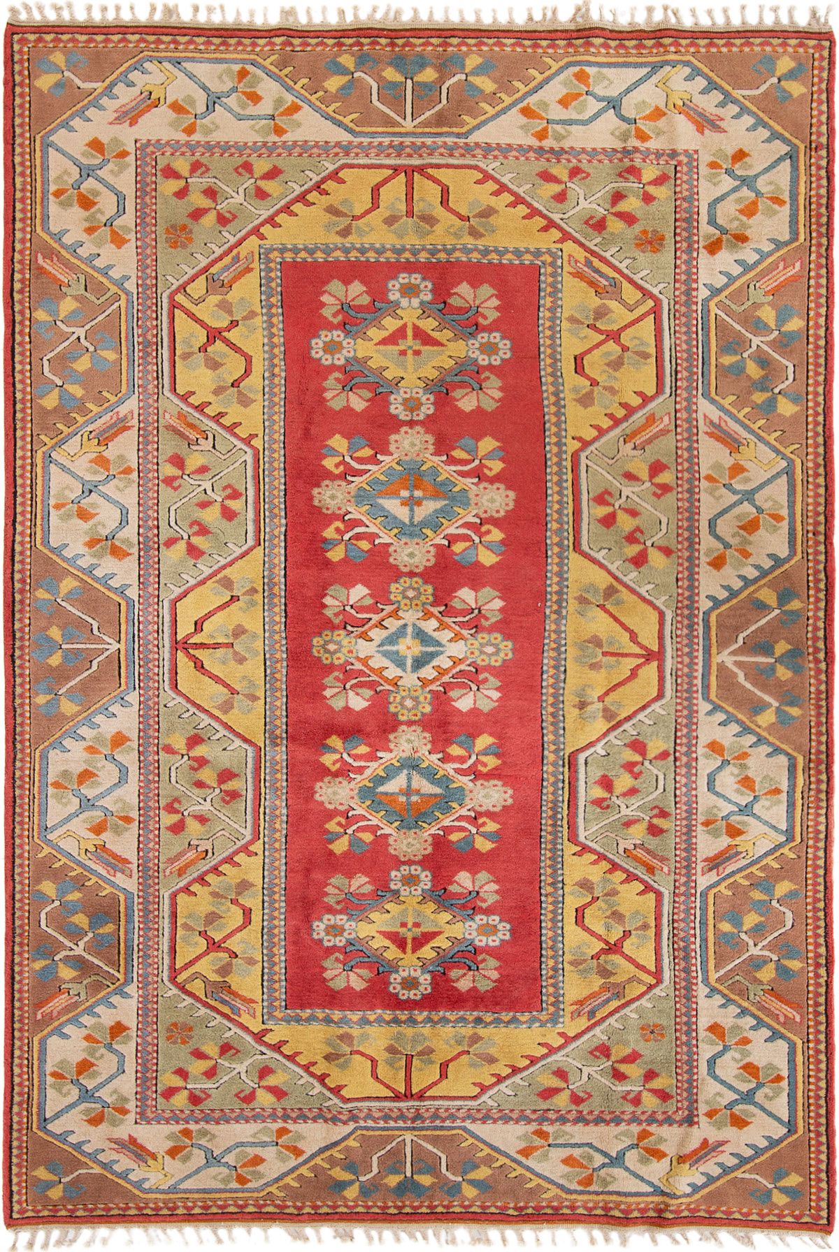 Hand-knotted Melis Geometric Wool Rug 6'7" x 9'7"  Size: 6'7" x 9'7"  