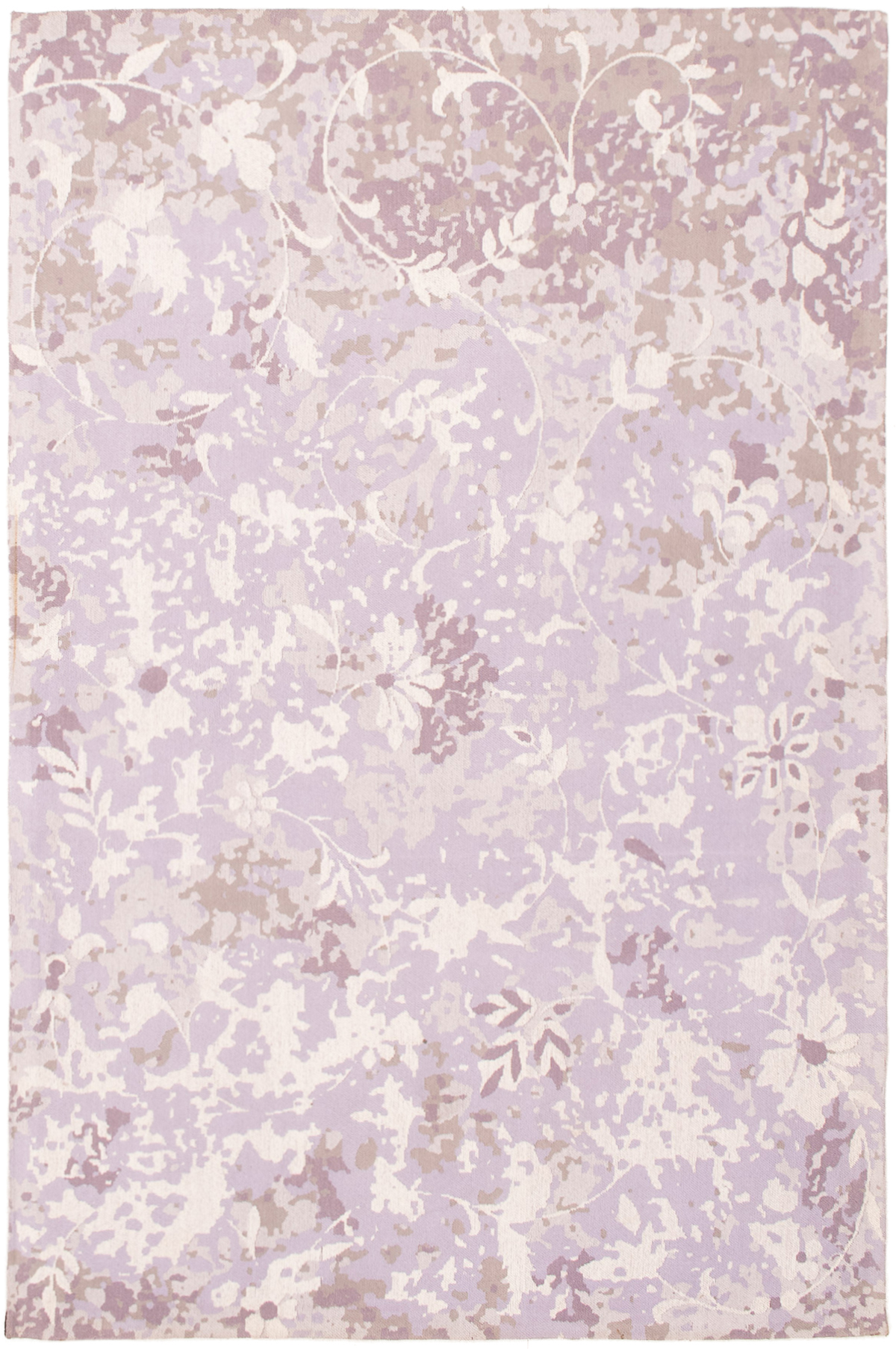 Handmade Collage Ivory, Purple Chenille Rug 5'3" x 7'11" Size: 5'3" x 7'11"  