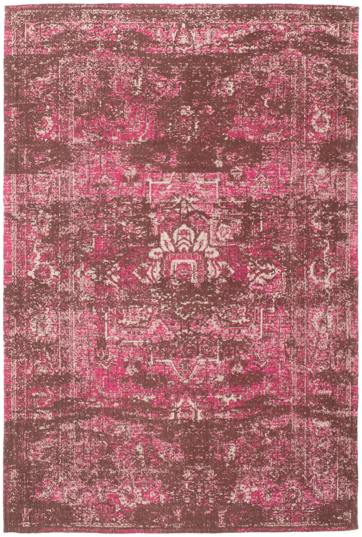 Handmade Collage Dark Pink Chenille Rug 5'2" x 7'8" Size: 5'2" x 7'8"  
