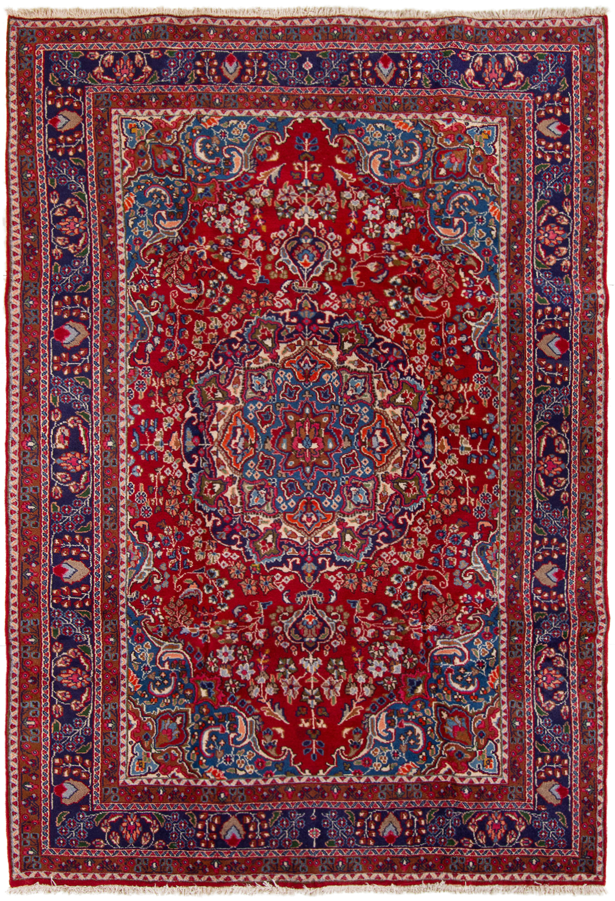 Hand-knotted Sabzevar  Wool Rug 6'6" x 9'7" Size: 6'6" x 9'7"  