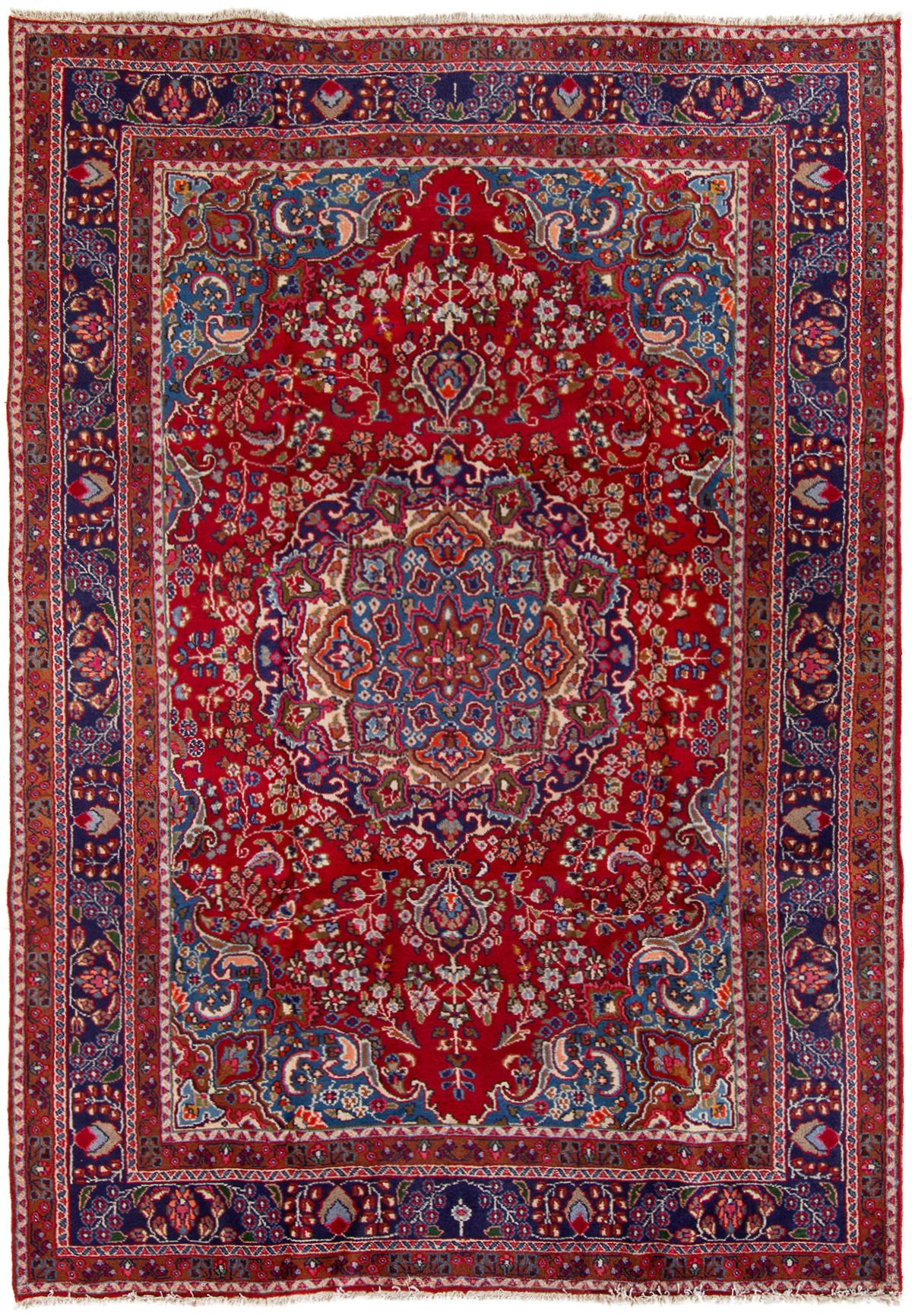 Hand-knotted Sabzevar  Wool Rug 6'8" x 9'8" Size: 6'8" x 9'8"  