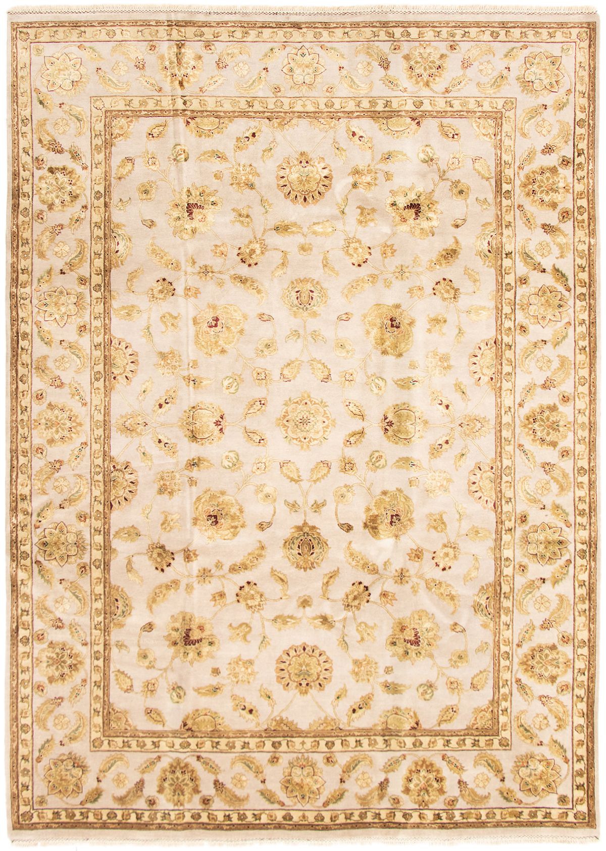 Hand-knotted Harrir Select Light Grey Wool/Silk Rug 8'6" x 11'11" Size: 8'6" x 11'11"  