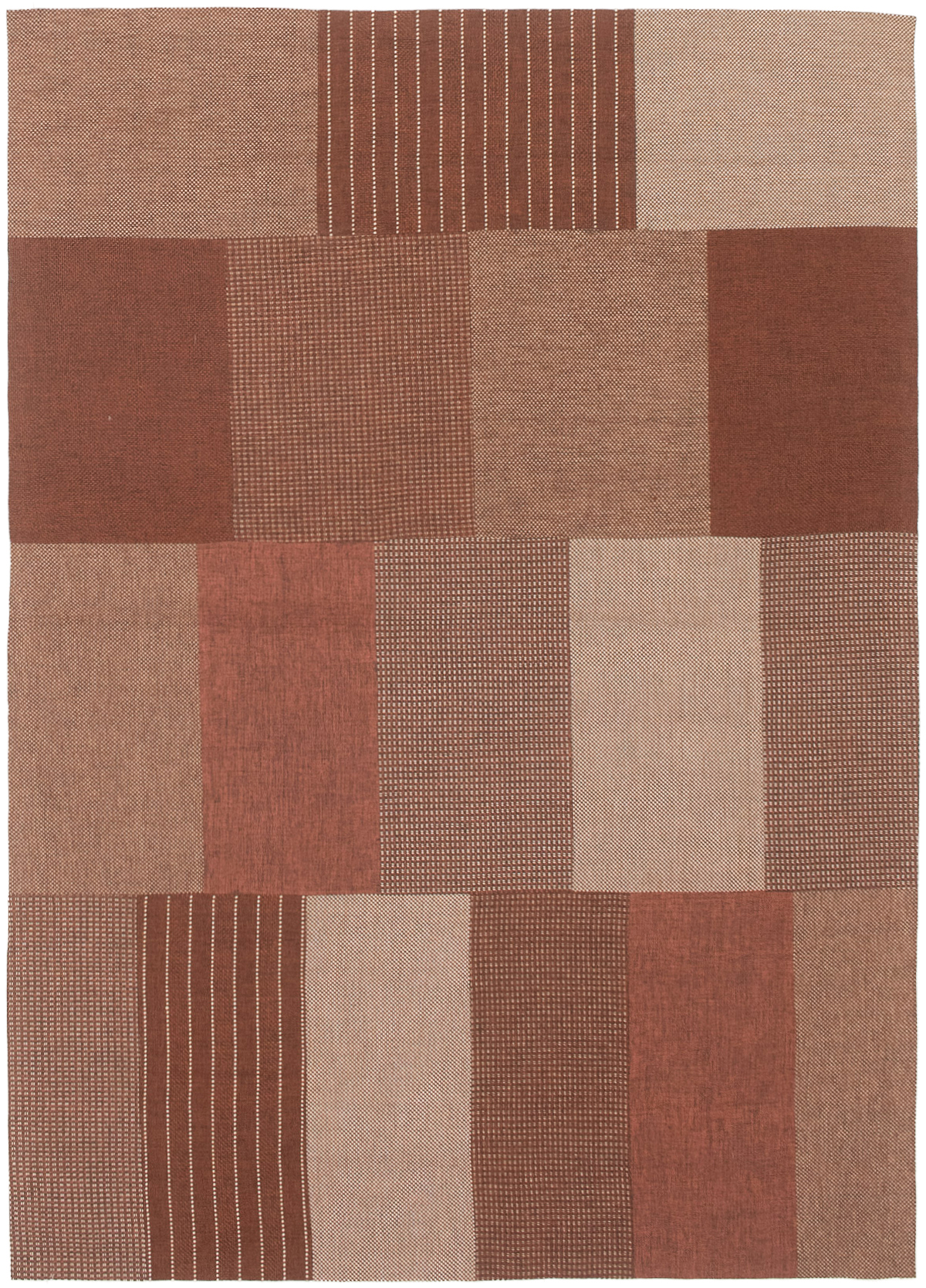 Handmade Collage Brown, Tan Chenille Rug 4'8" x 6'7" Size: 4'8" x 6'7"  