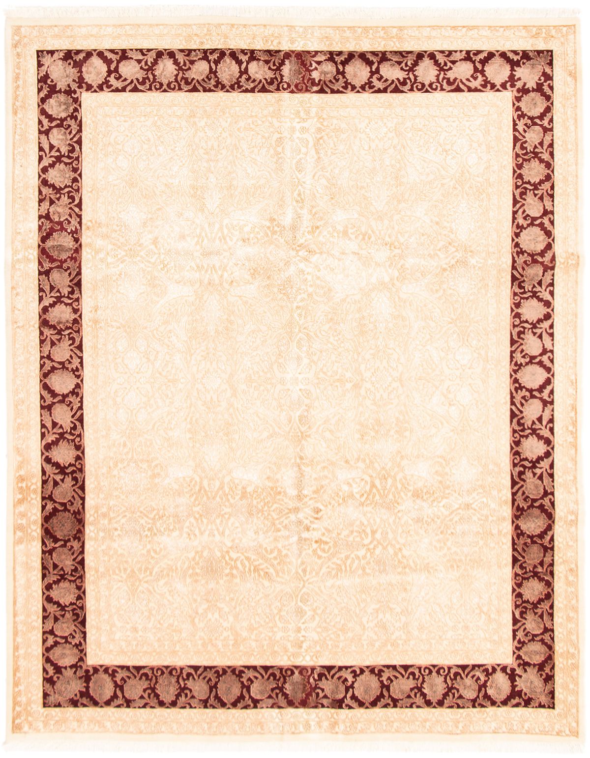 Hand-knotted Harrir Select Ivory Wool/Silk Rug 7'8" x 10'0" Size: 7'8" x 10'0"  