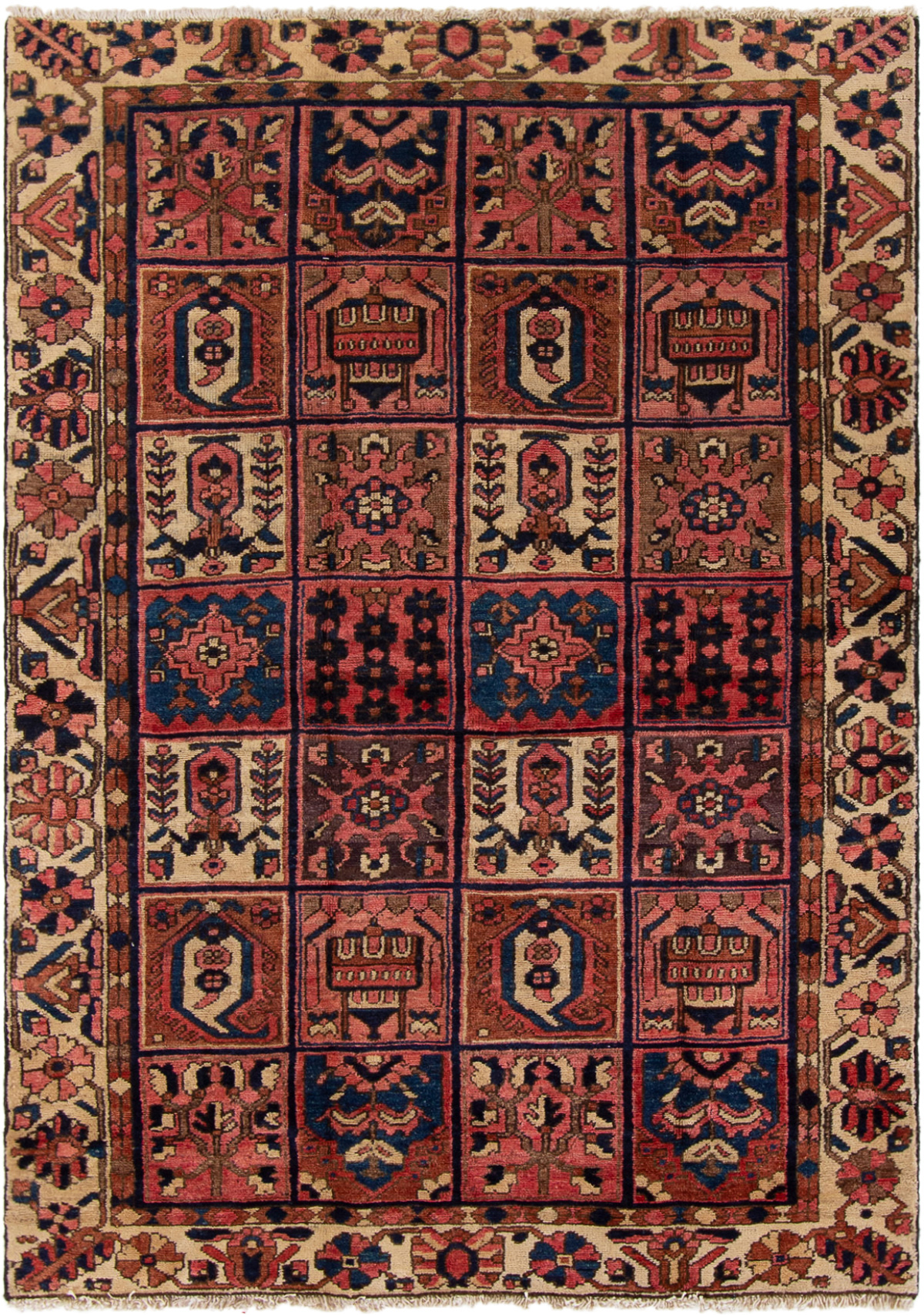 Hand-knotted Bakhtiar  Wool Rug 6'3" x 4'4" Size: 4'4" x 6'3"  
