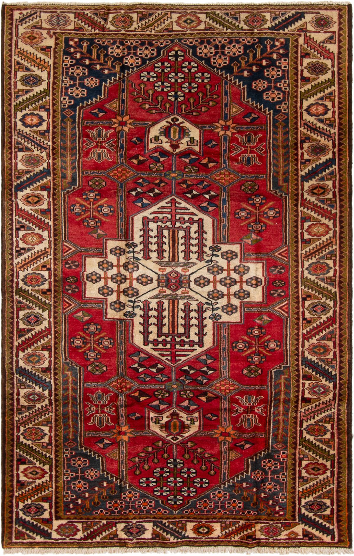Hand-knotted Hamadan  Wool Rug 6'9" x 4'4" Size: 4'4" x 6'9"  