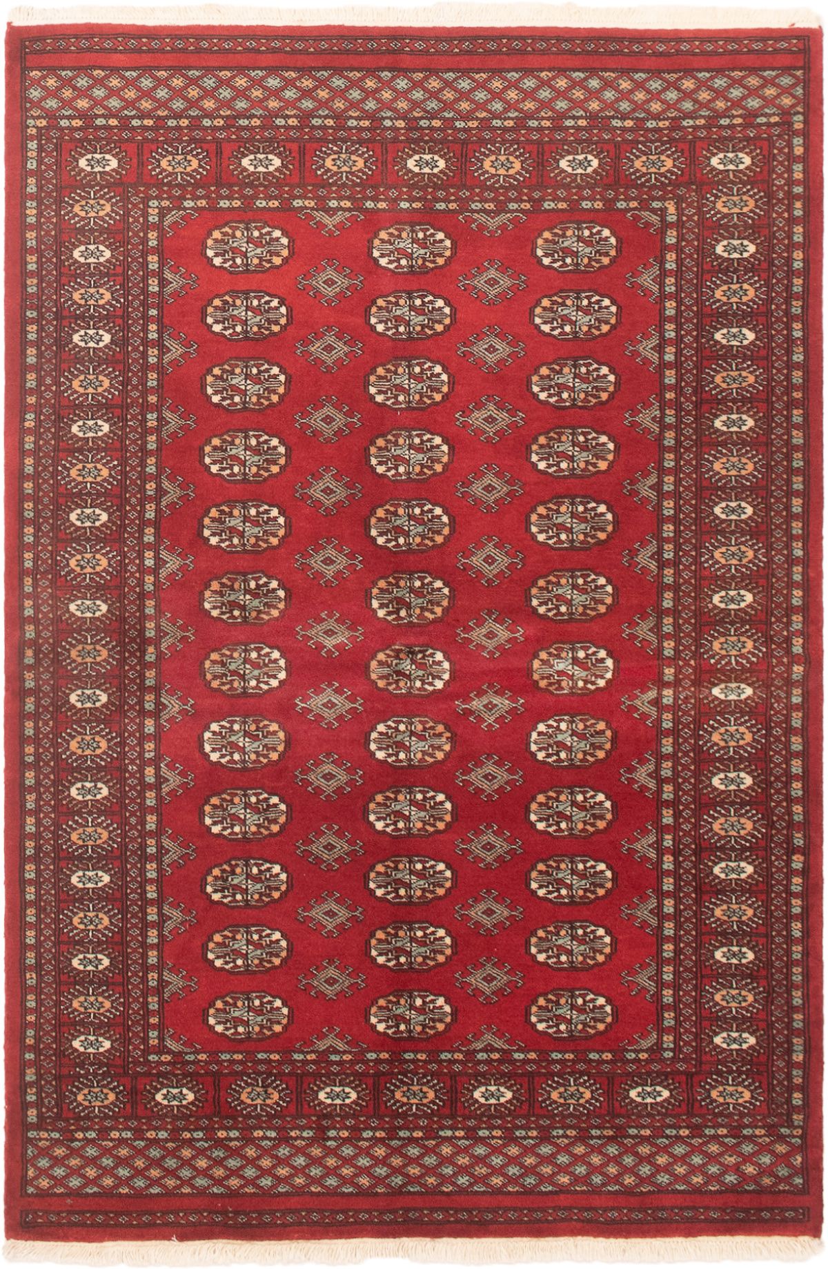 Hand-knotted Finest Peshawar Bokhara Red Wool Rug 4'1" x 5'11"  Size: 4'1" x 5'11"  