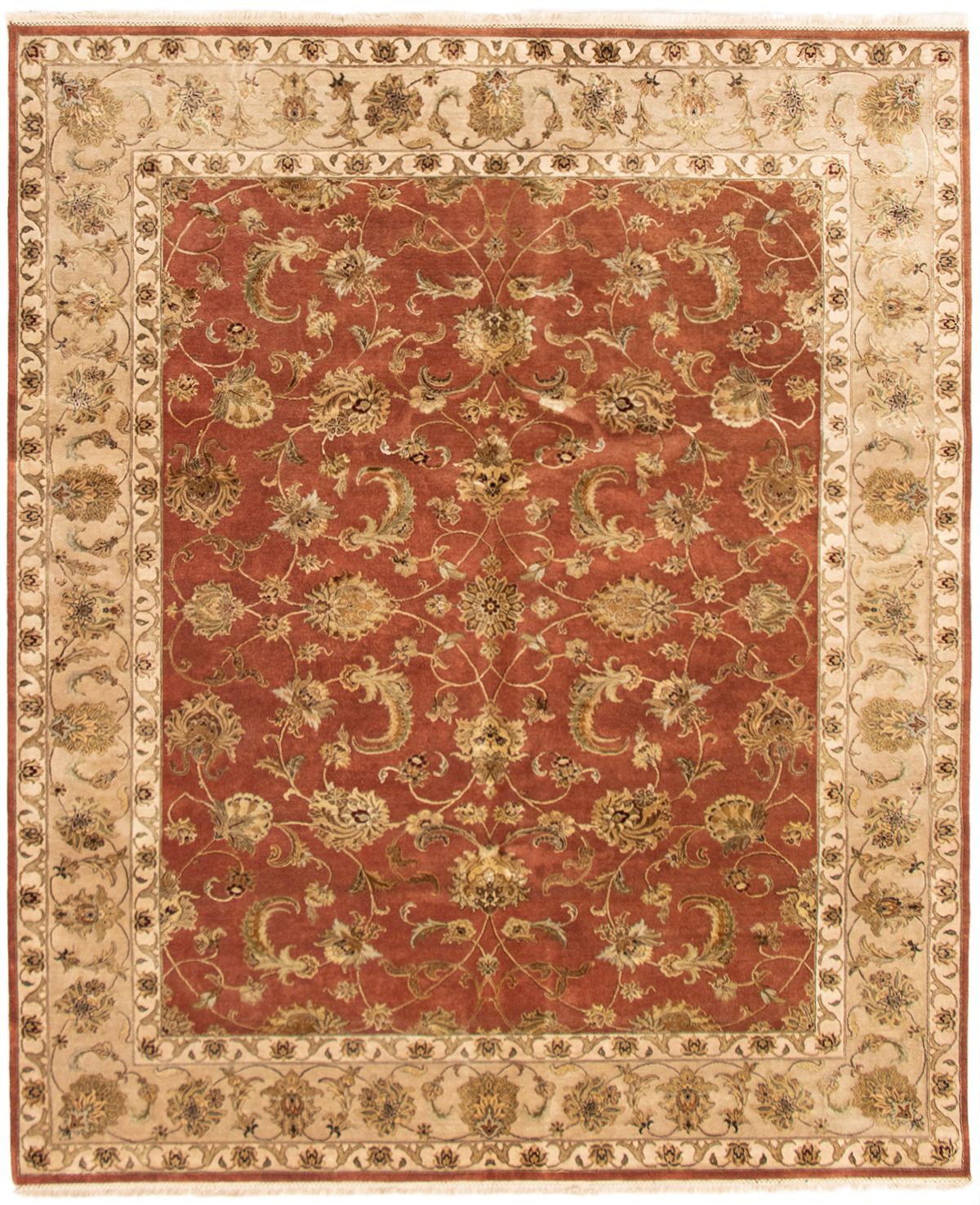 Hand-knotted Harrir Select Dark Copper Wool/Silk Rug 8'0" x 9'7" Size: 8'0" x 9'7"  