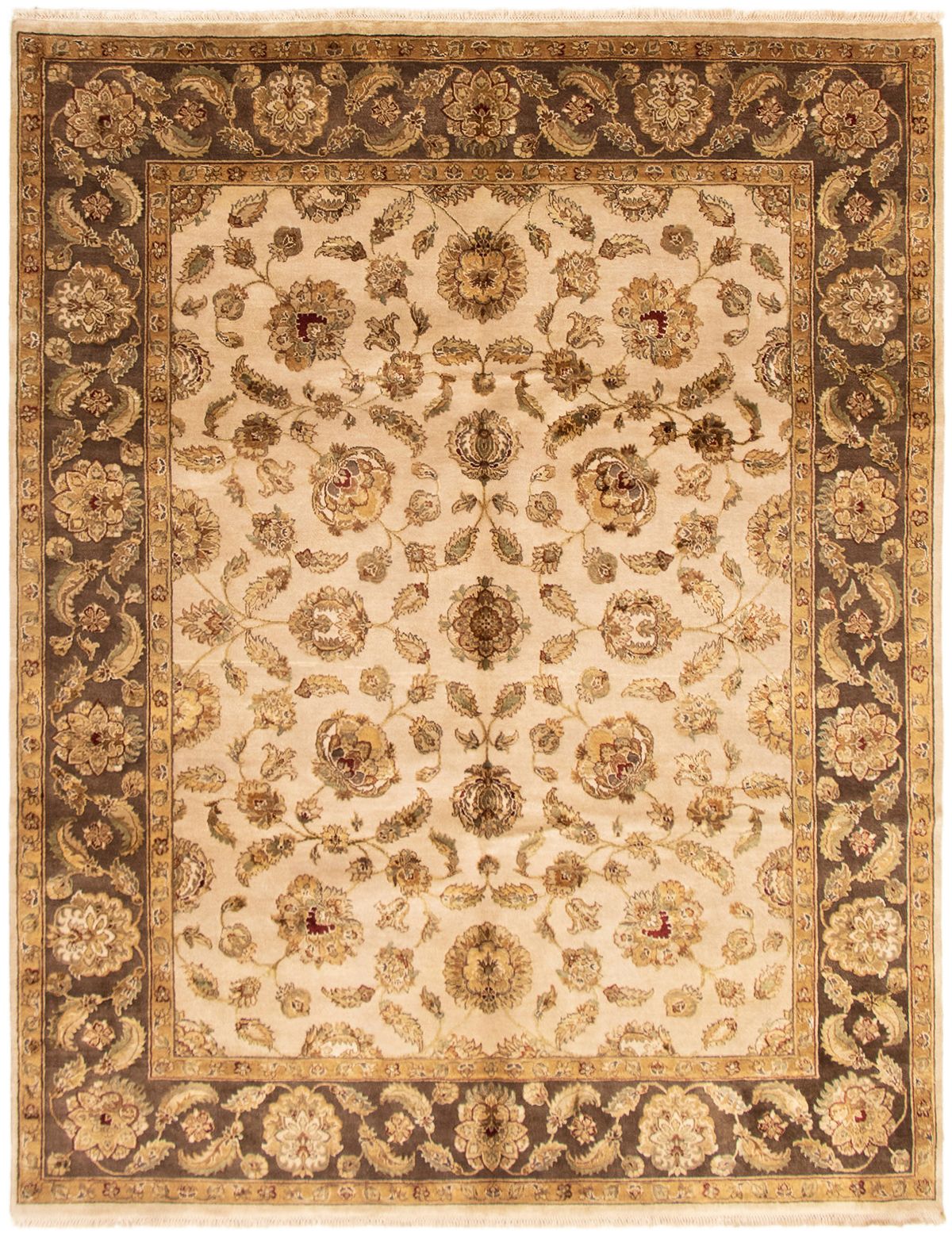 Hand-knotted Harrir Select Beige Wool/Silk Rug 8'0" x 10'0" Size: 8'0" x 10'0"  