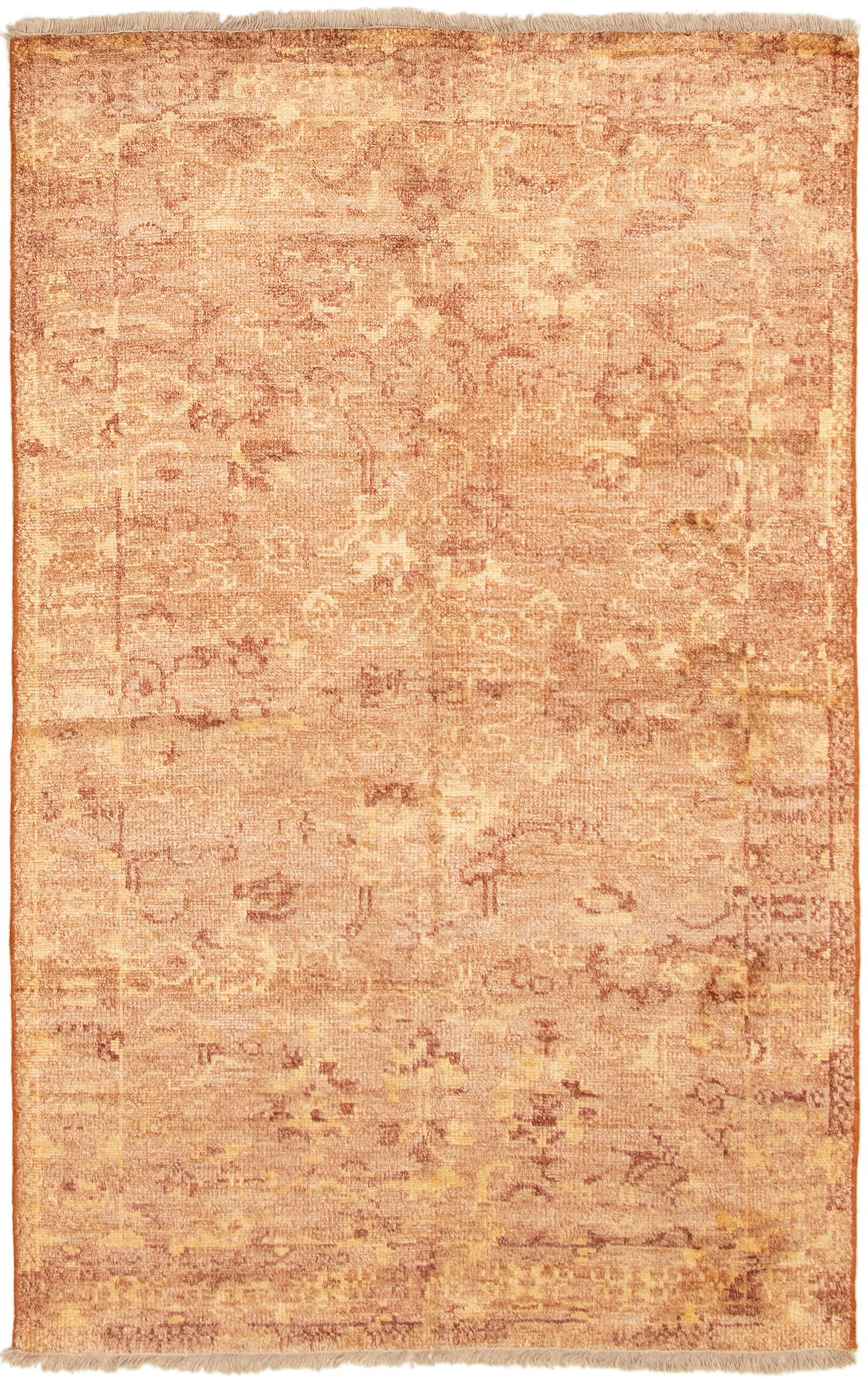 Hand-knotted Jules Ushak Brown Silk Rug 5'0" x 7'10" Size: 5'0" x 7'10"  