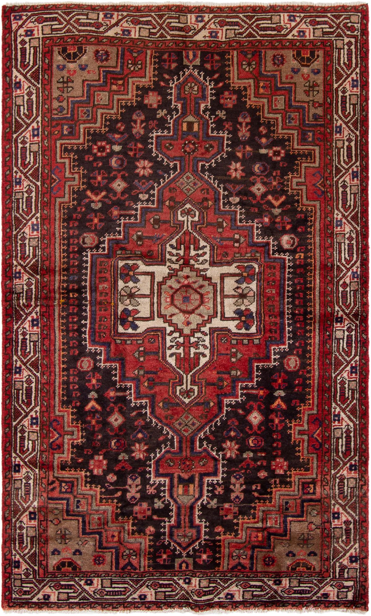 Hand-knotted Hamadan  Wool Rug 7'3" x 4'9" Size: 4'9" x 7'3"  