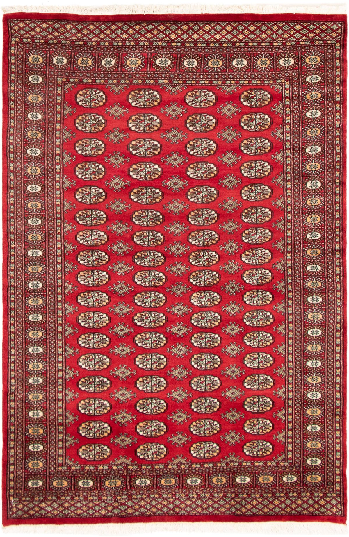 Hand-knotted Finest Peshawar Bokhara Red Wool Rug 5'1" x 7'8" Size: 5'1" x 7'8"  