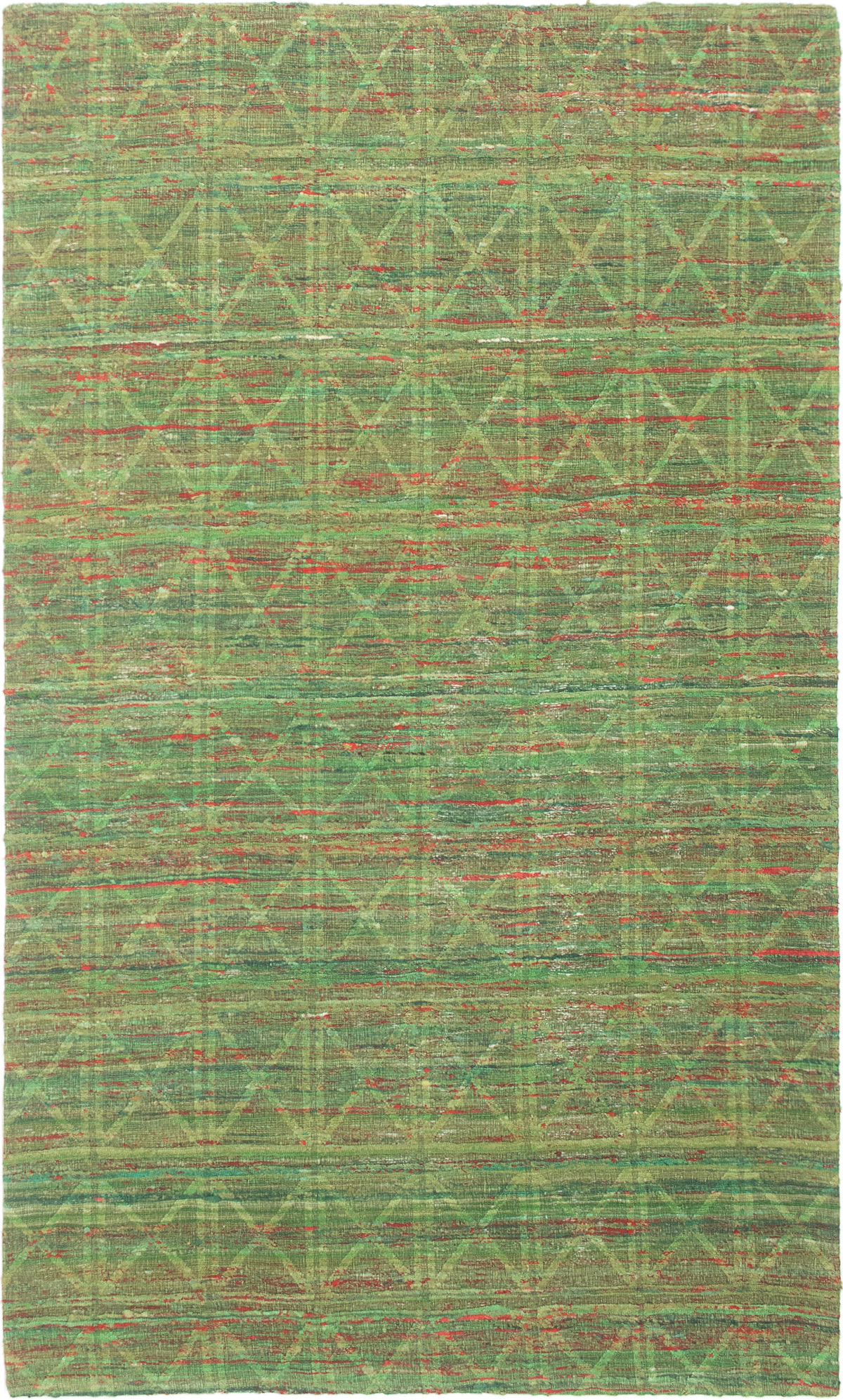 Handmade Collage Green Chenille Rug 4'9" x 8'0" Size: 4'9" x 8'0"  