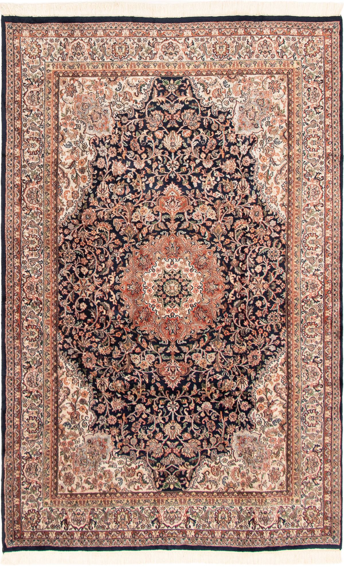 Hand-knotted Royal Kashan Dark Navy Wool Rug 5'7" x 8'10" Size: 5'7" x 8'10"  