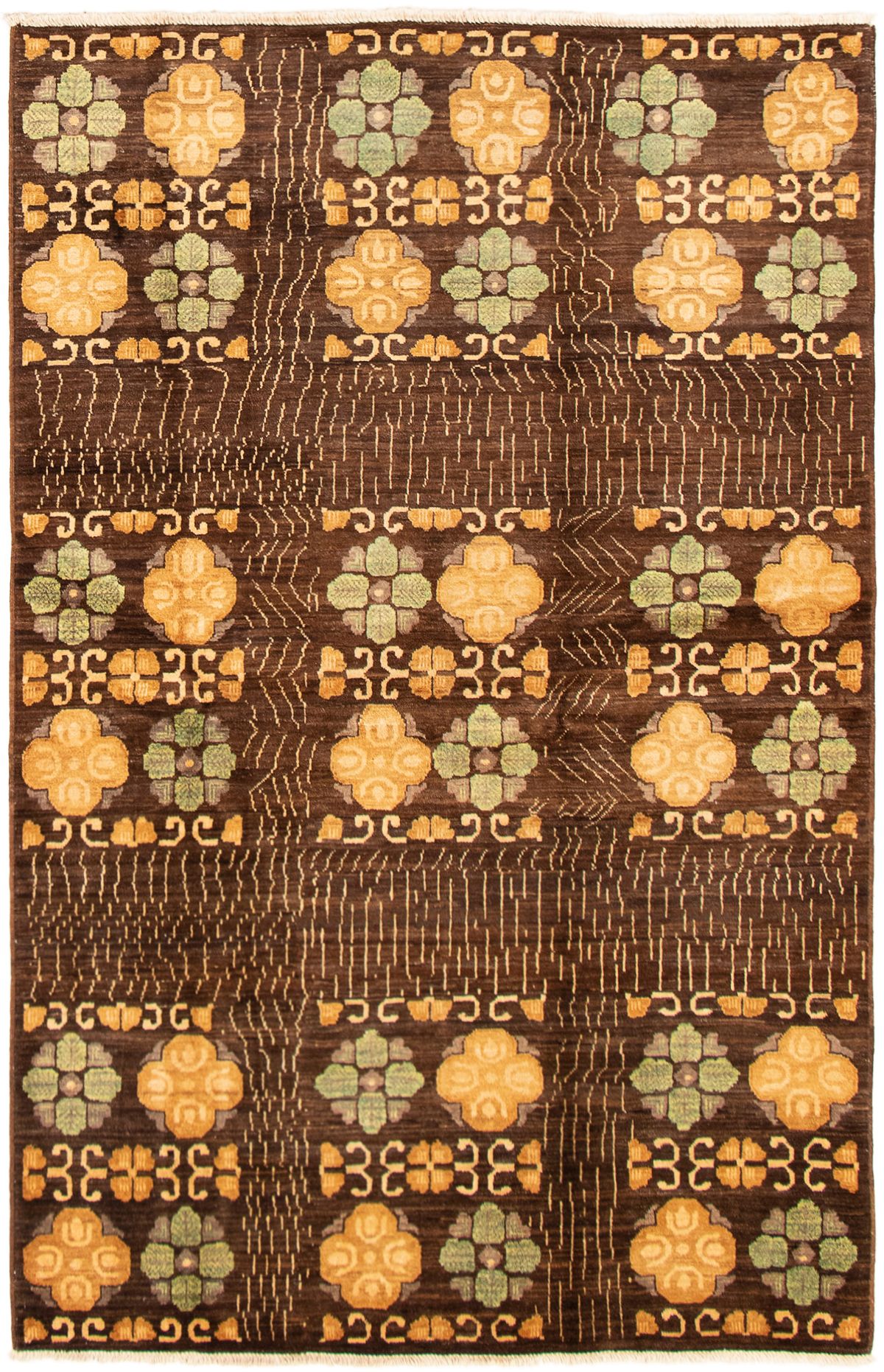 Hand-knotted Finest Ziegler Chobi Dark Brown Wool Rug 5'3" x 8'0" Size: 5'3" x 8'0"  