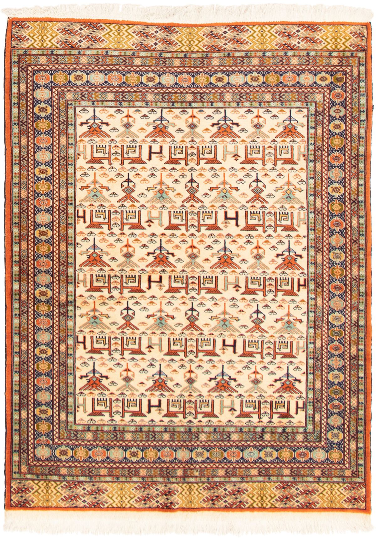 Hand-knotted Finest Mouri Cream Wool Rug 4'11" x 6'9" Size: 4'11" x 6'9"  