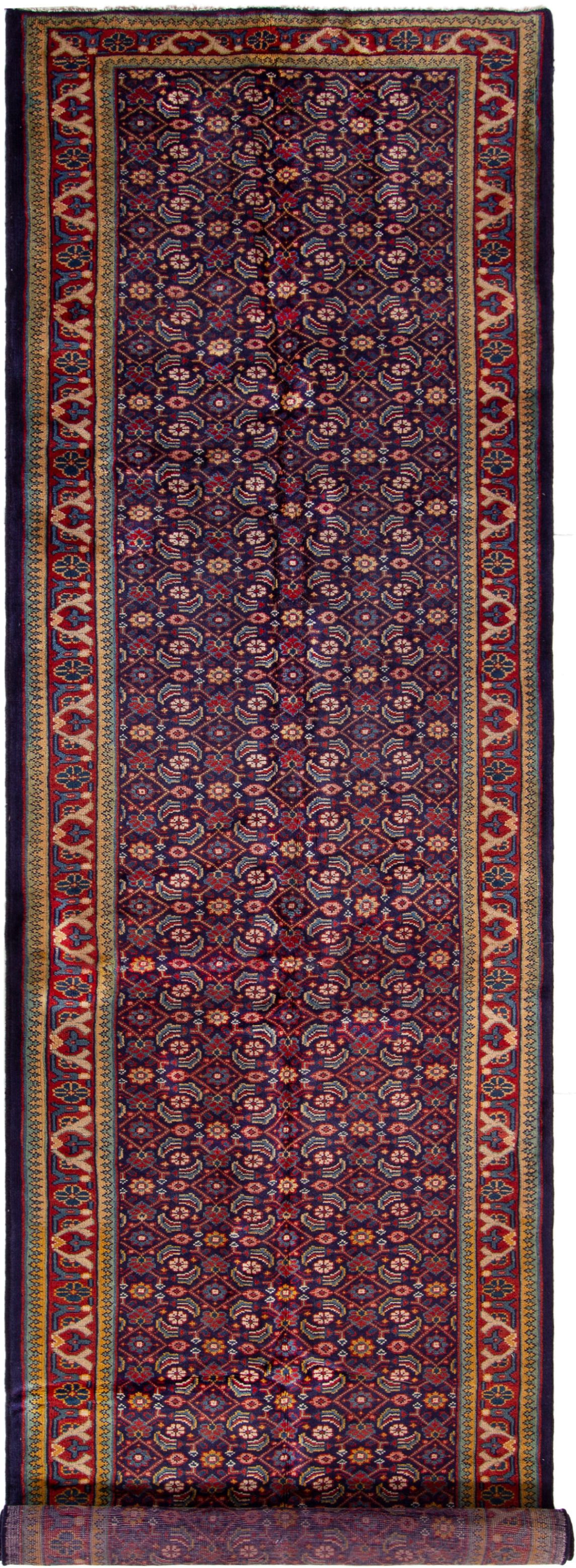 Hand-knotted Mahal  Wool Rug 3'7" x 13'8" Size: 3'7" x 13'8"  