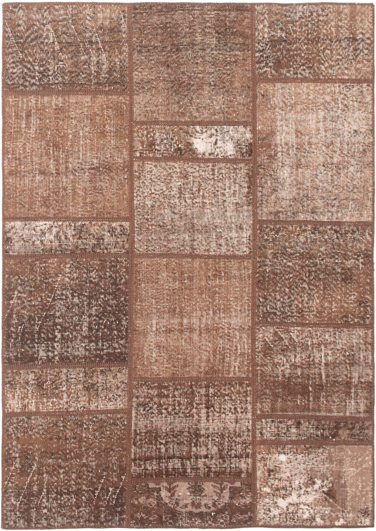 Hand-knotted Color Transition Patch Brown Wool Rug 4'10" x 6'10" Size: 4'10" x 6'10"  