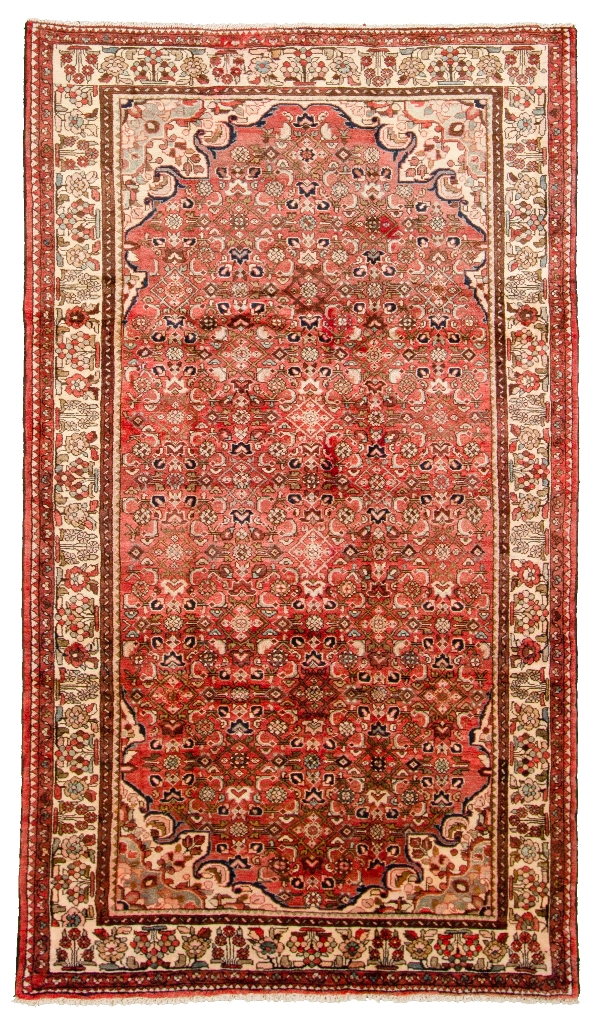 Hand-knotted Hamadan Red Wool Rug 5'7" x 9'9" Size: 5'7" x 9'9"  