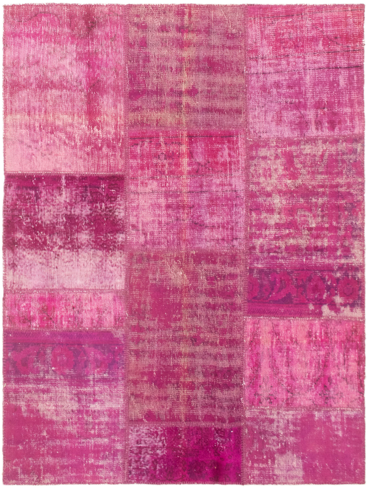 Hand-knotted Color Transition Patch Violet Wool Rug 5'1" x 6'9" Size: 5'1" x 6'9"  