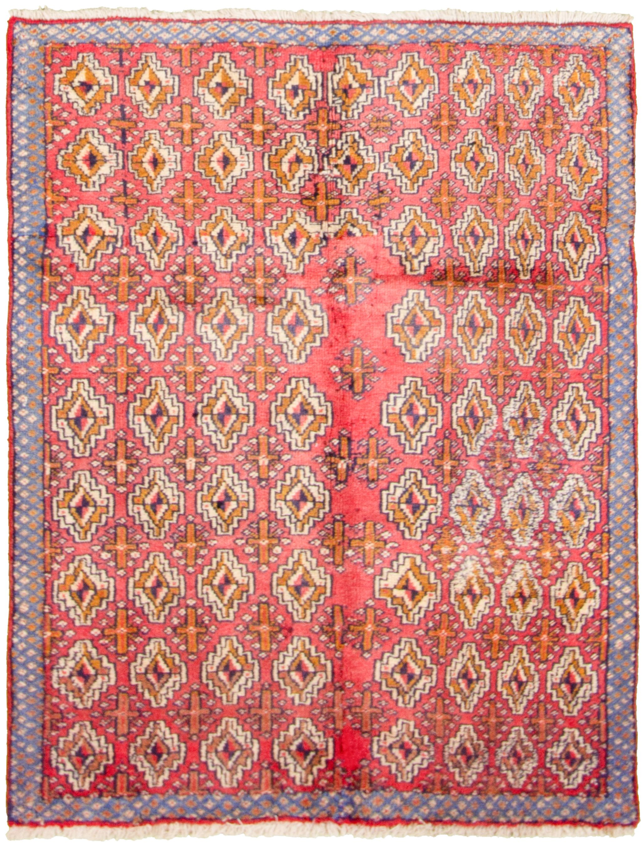 Hand-knotted Hamadan Red Wool Rug 3'7" x 4'8" Size: 3'7" x 4'8"  