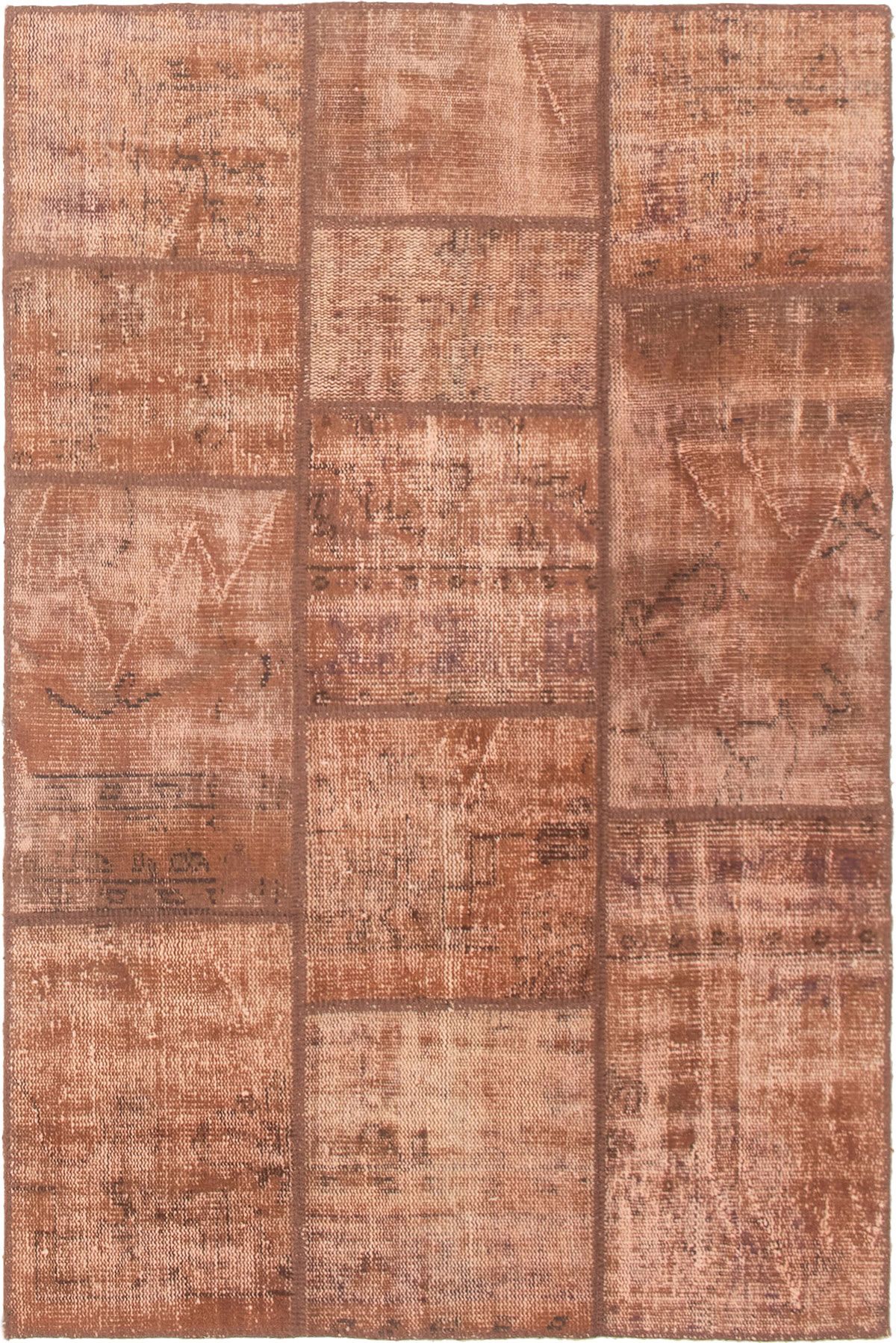 Hand-knotted Color Transition Patch Brown Wool Rug 4'1" x 6'1" Size: 4'1" x 6'1"  