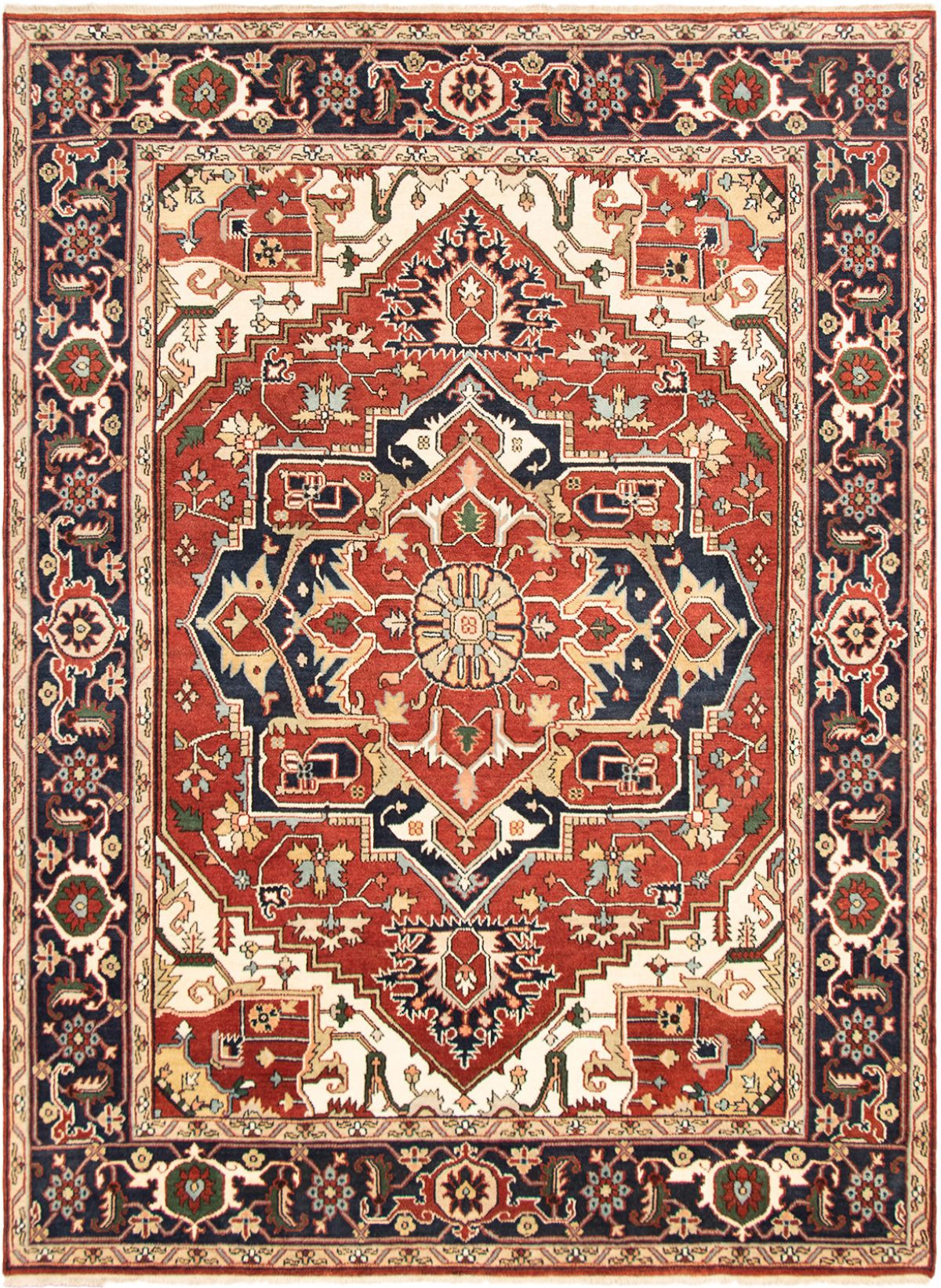 Hand-knotted Serapi Heritage Dark Red Wool Rug 8'8" x 11'10" Size: 8'8" x 11'10"  
