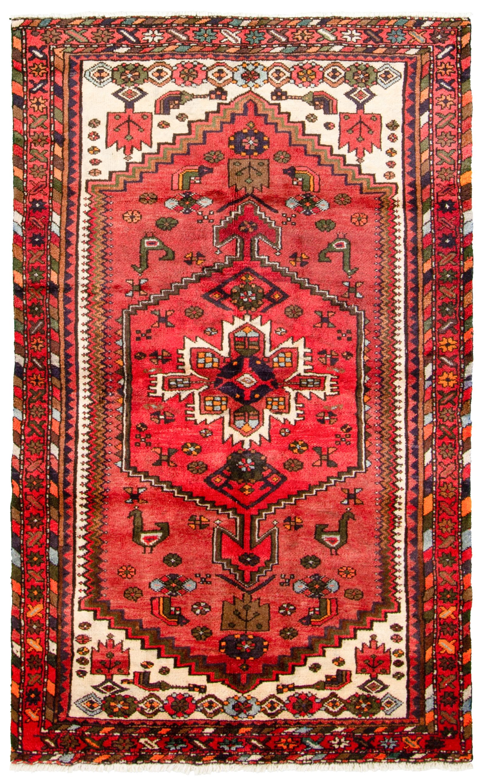 Hand-knotted Zanjan  Wool Rug 4'2" x 6'9" Size: 4'2" x 6'9"  