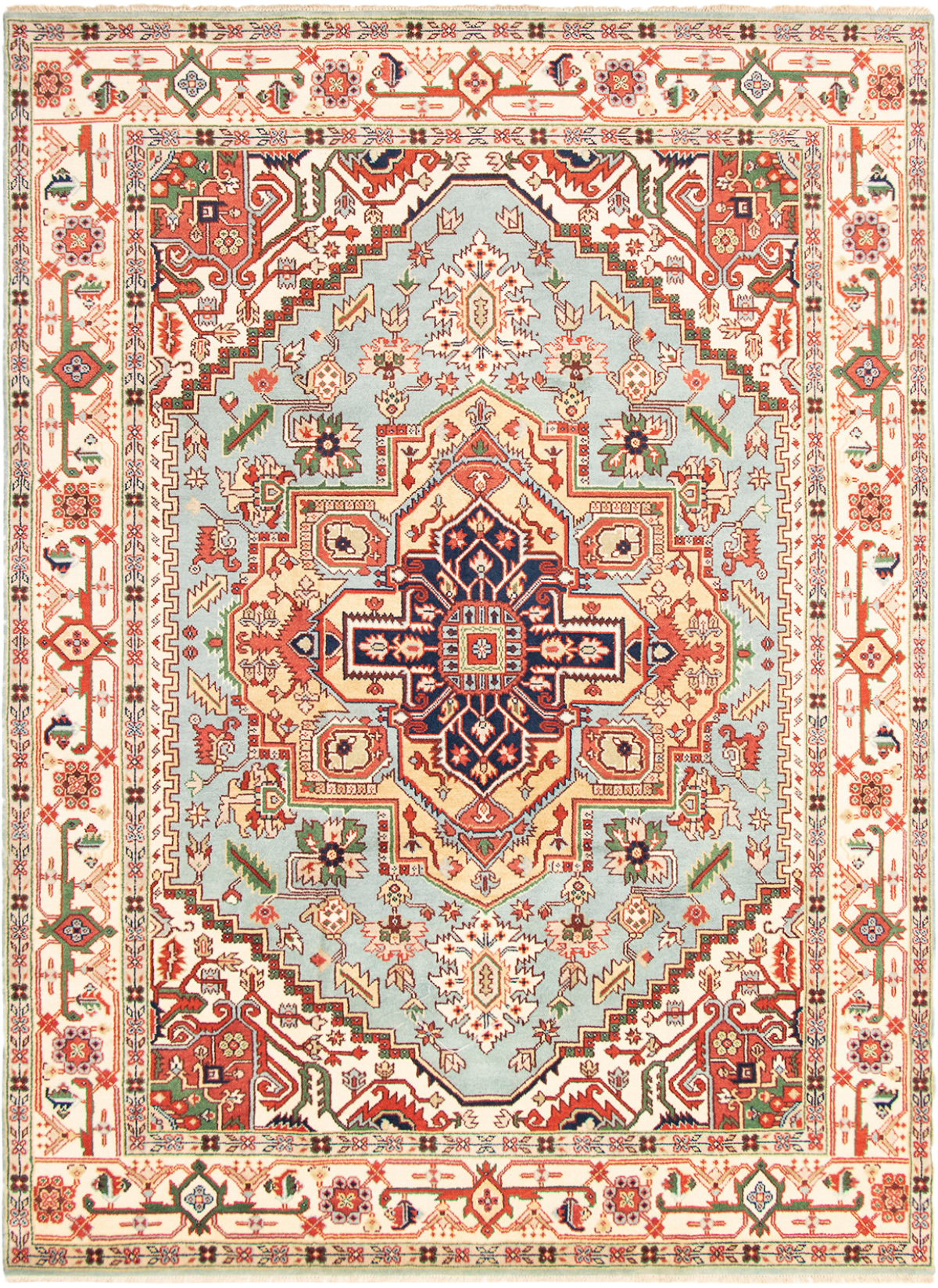 Hand-knotted Serapi Heritage Light Blue  Wool Rug 8'10" x 11'11" Size: 8'10" x 11'11"  