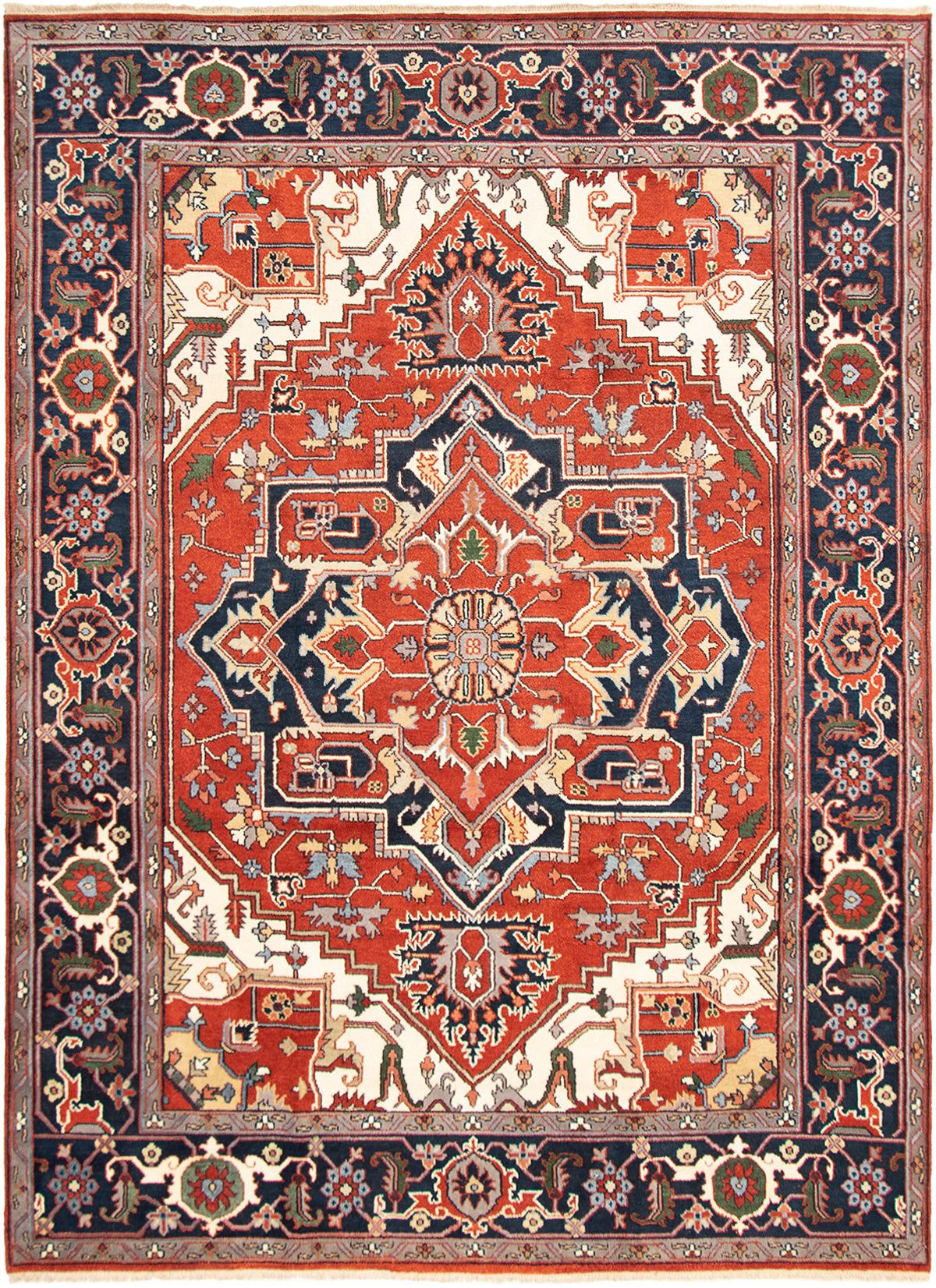 Hand-knotted Serapi Heritage Dark Red Wool Rug 8'9" x 11'11" Size: 8'9" x 11'11"  